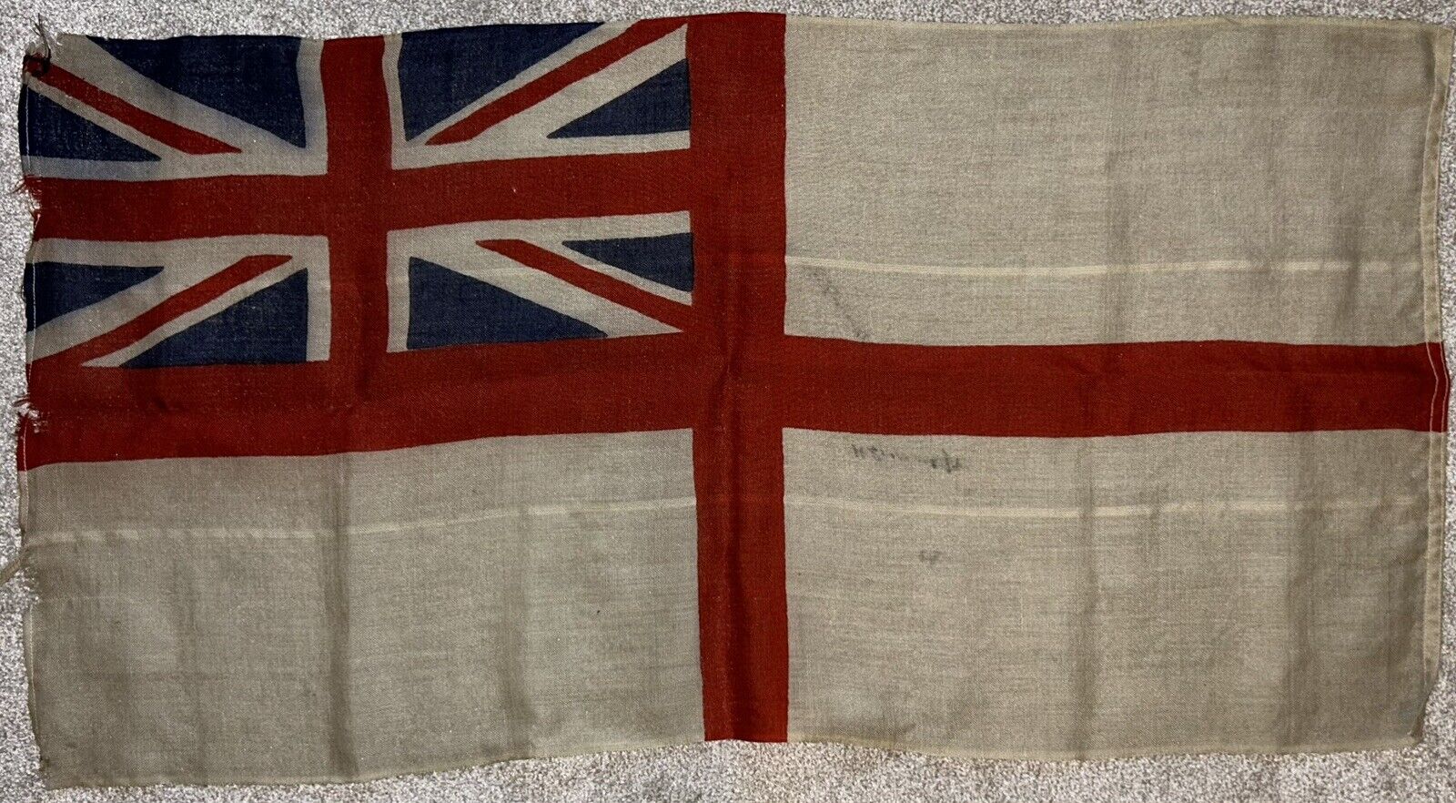 An Antique Wool/Linen Weave Naval White Ensign British Flag Ship Or Boat Cyprus