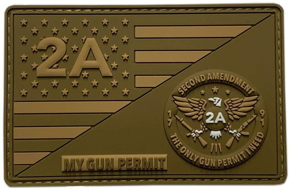 Gun Permit 2nd Amendment 1791 USA Constitution Patch [3D-PVC Rubber-P15]