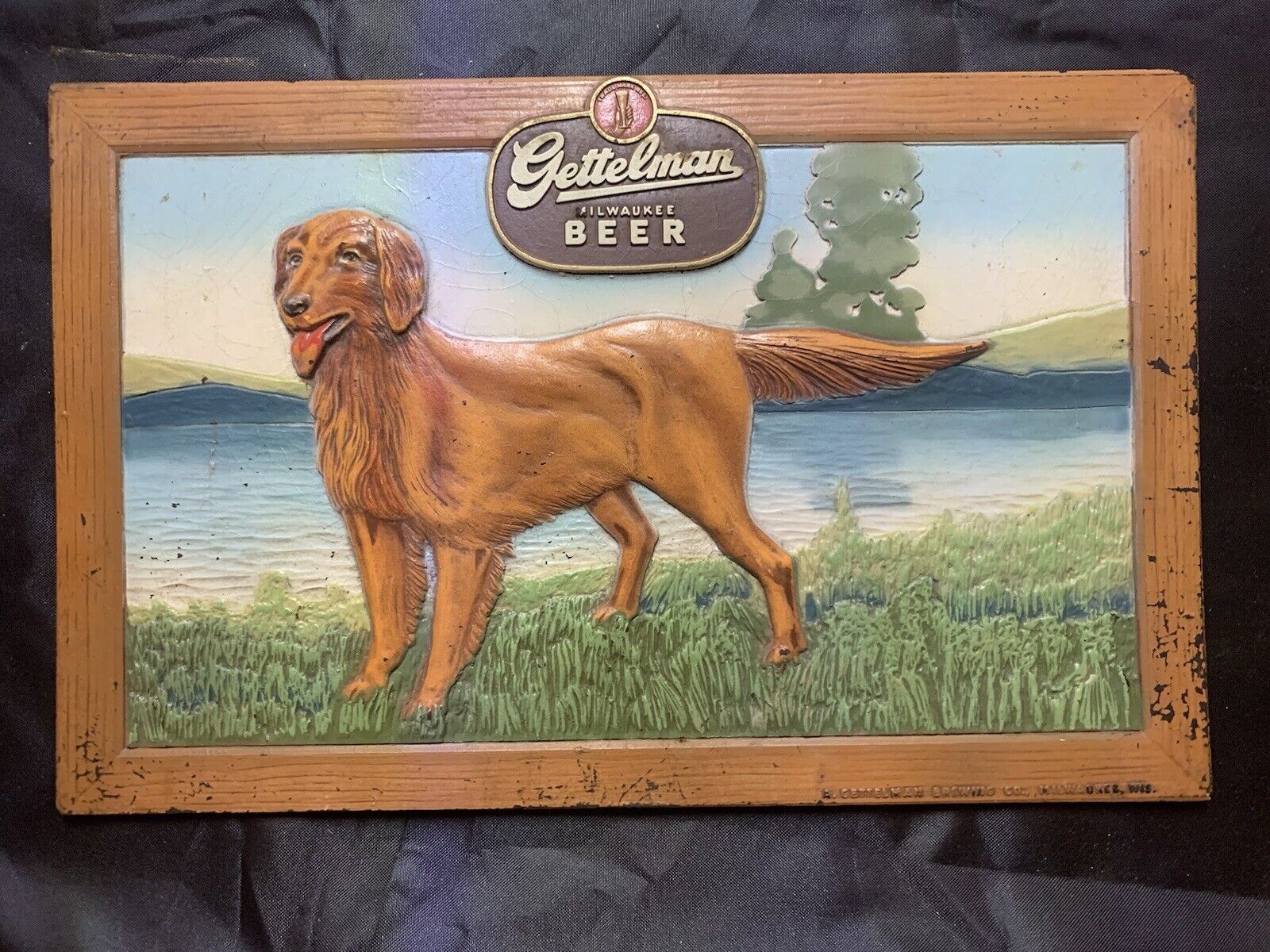 Rare Vintage 1950s Gettelman Beer Retriever Hunting Dog Advertising Sign