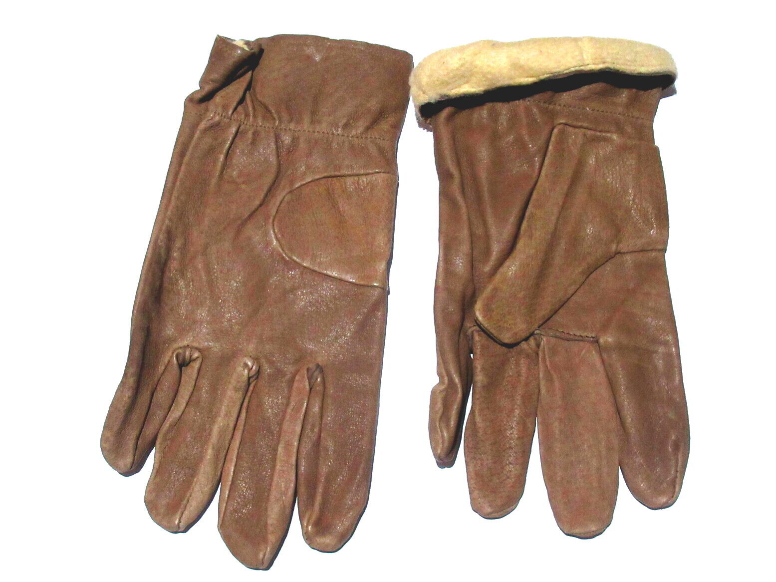 Vintage 1990s Czech Army deerskin brown leather gloves military mittens lined