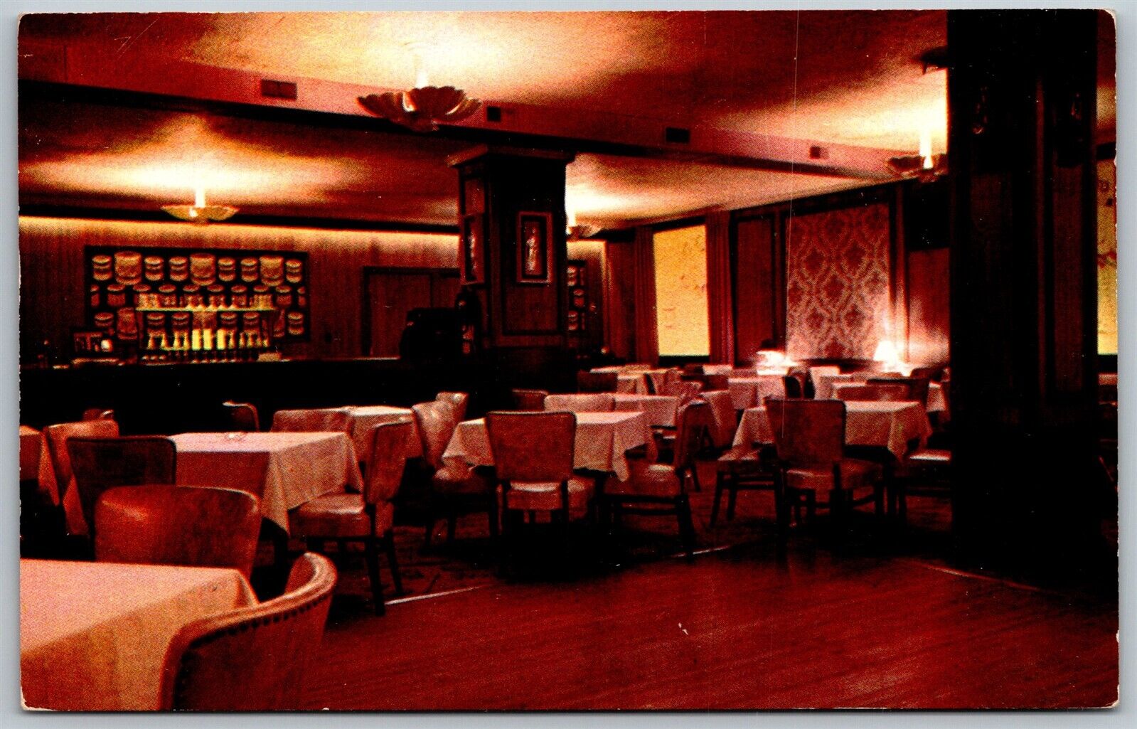 Vtg Jackson Michigan MI The Drum Room Restaurant Hotel Hayes 1950s View Postcard
