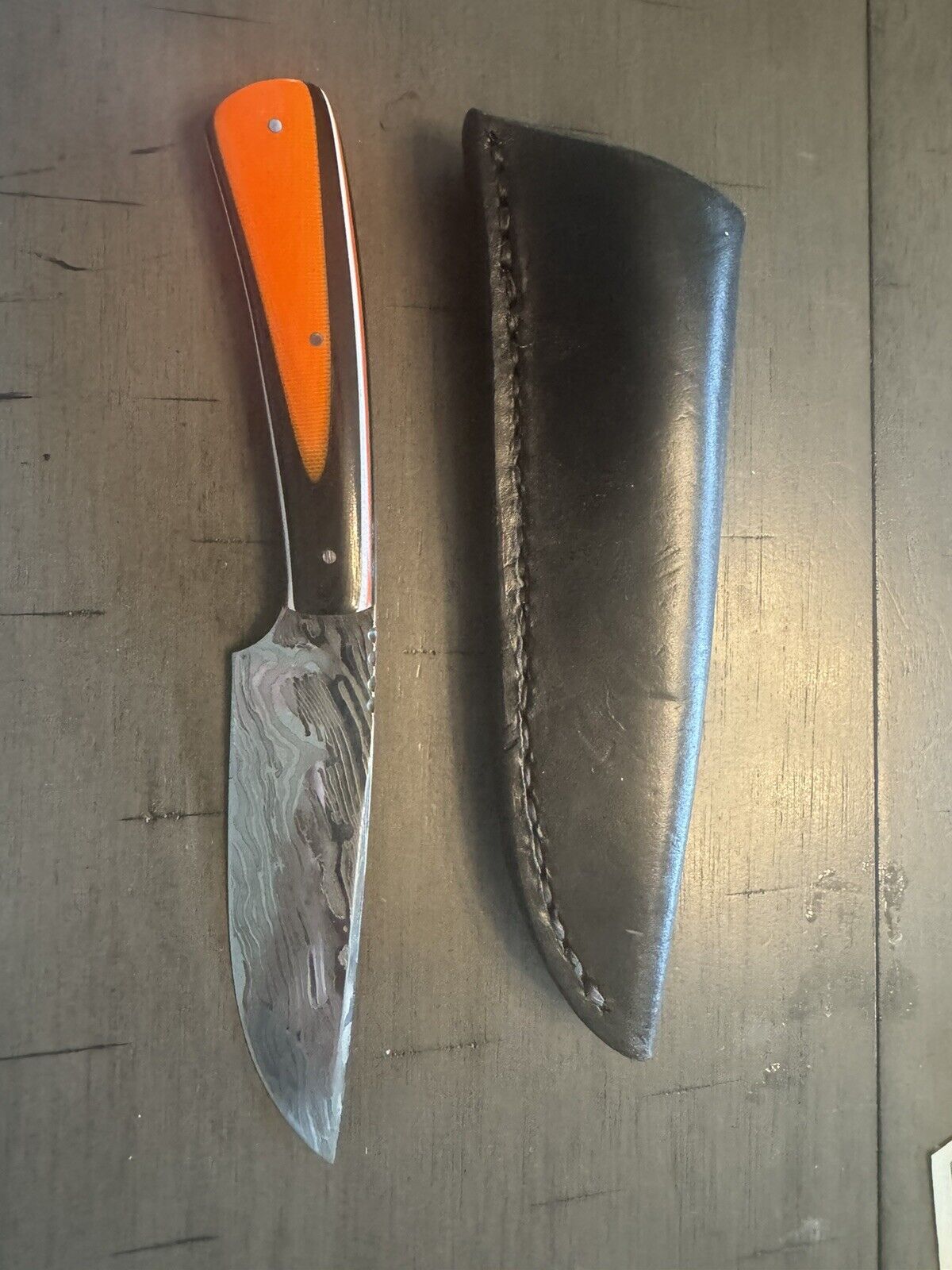 Harley Davidson. Hand Crafted Knife With The Case  Damascus From Timing Chain
