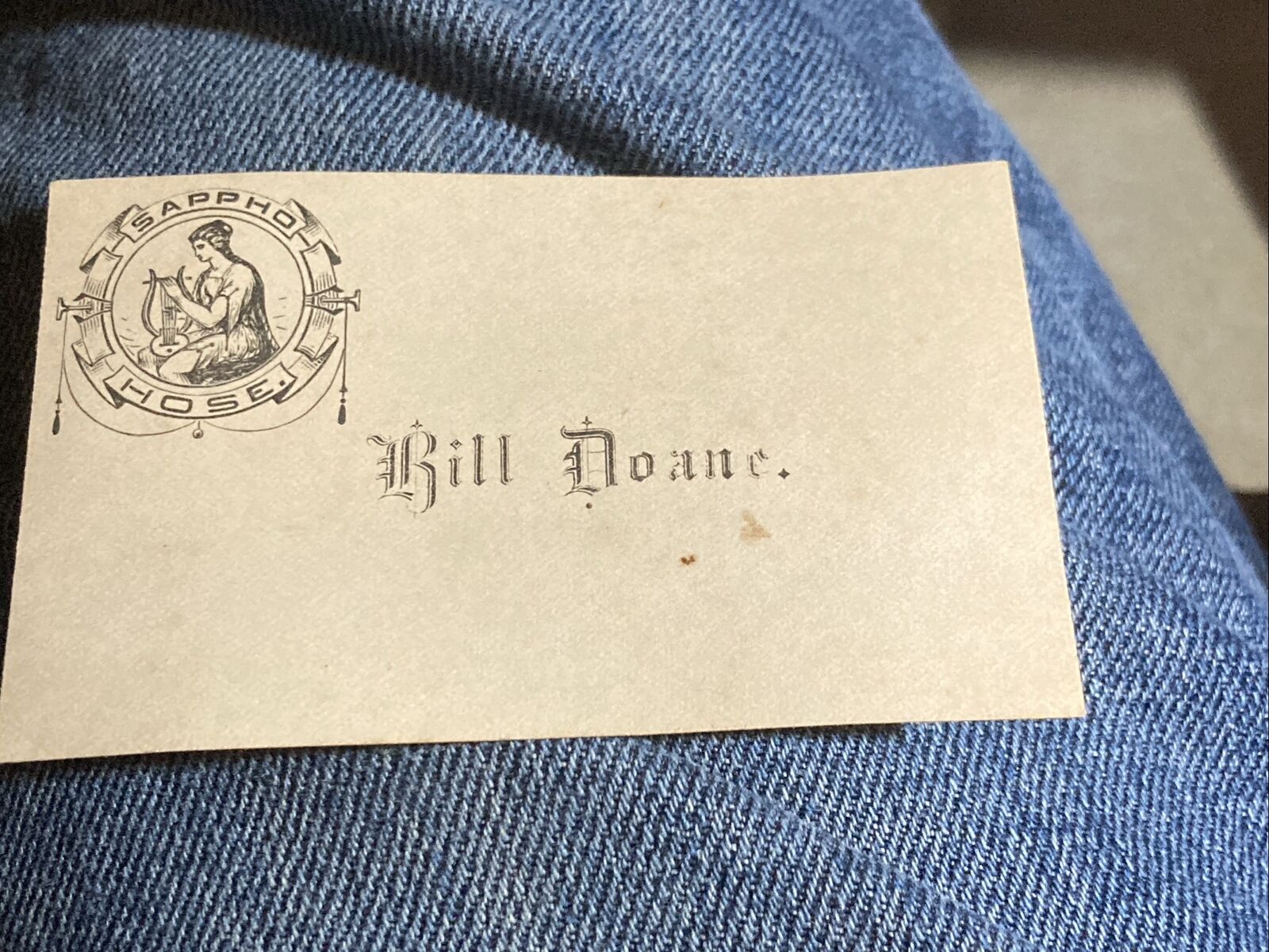 1880’s - Sappho Hose - Bill Doane Name Trade Card