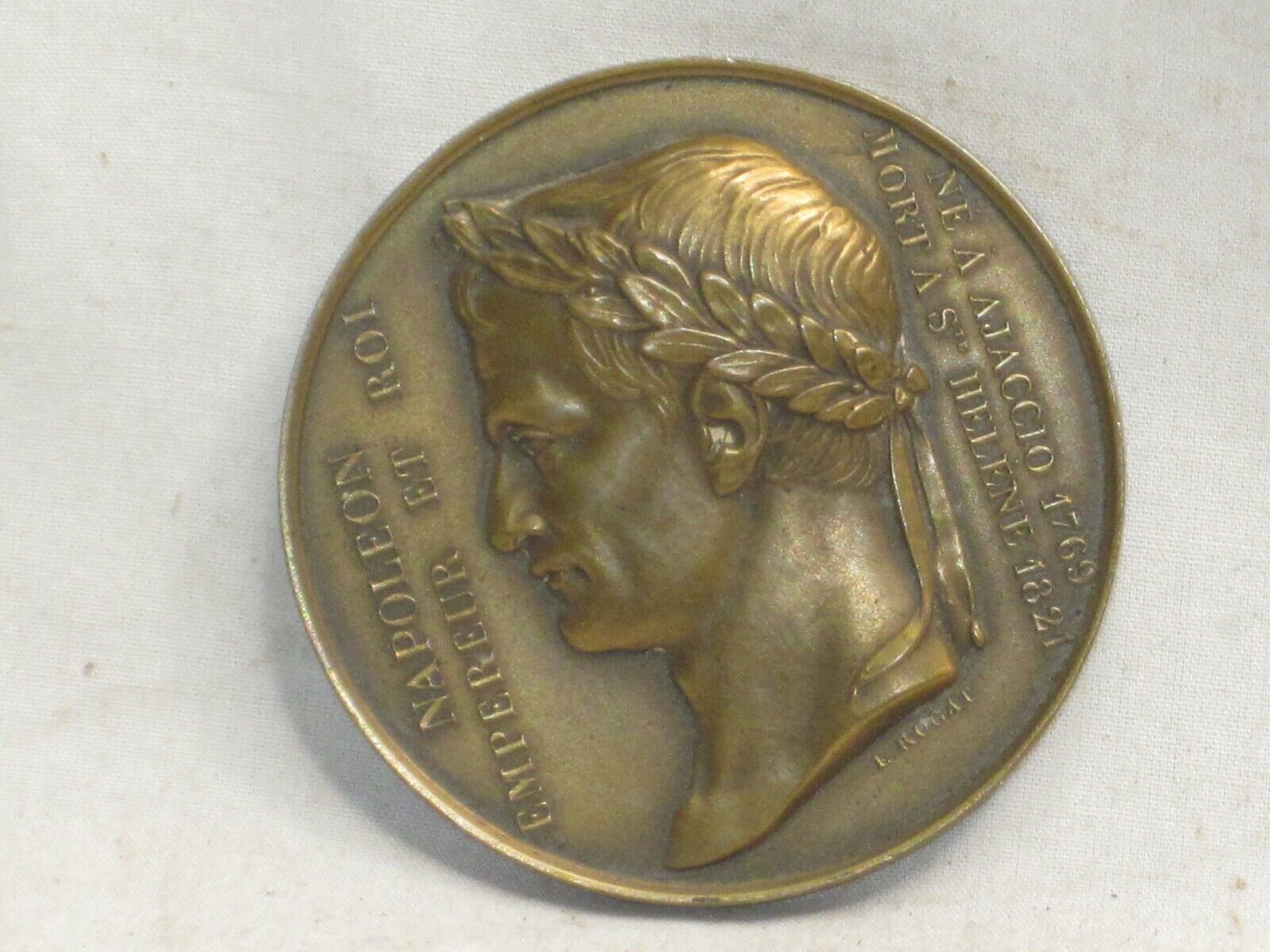 vintage antique NAPOLEON EMPEREUR ET ROI E. Rogat Bronze medallion 2\