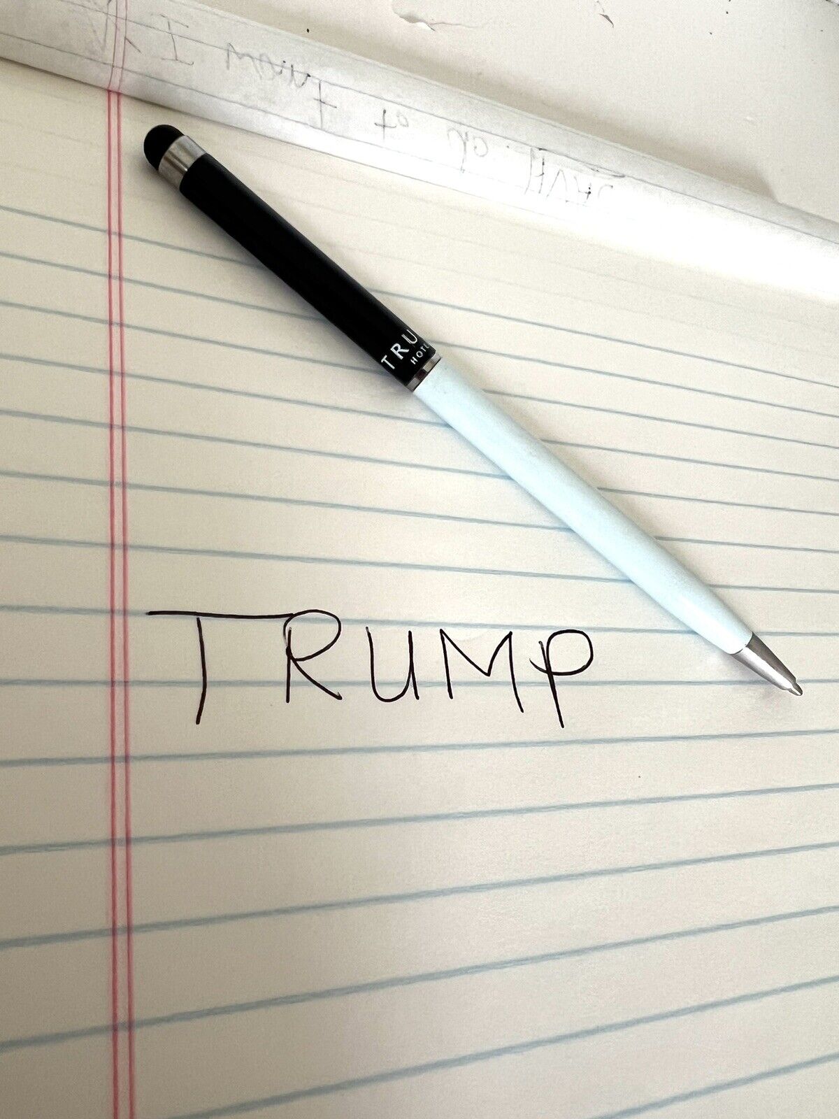 Trump Hotels Writing Pen Collectible Black & White Stylus w Ink Fresh
