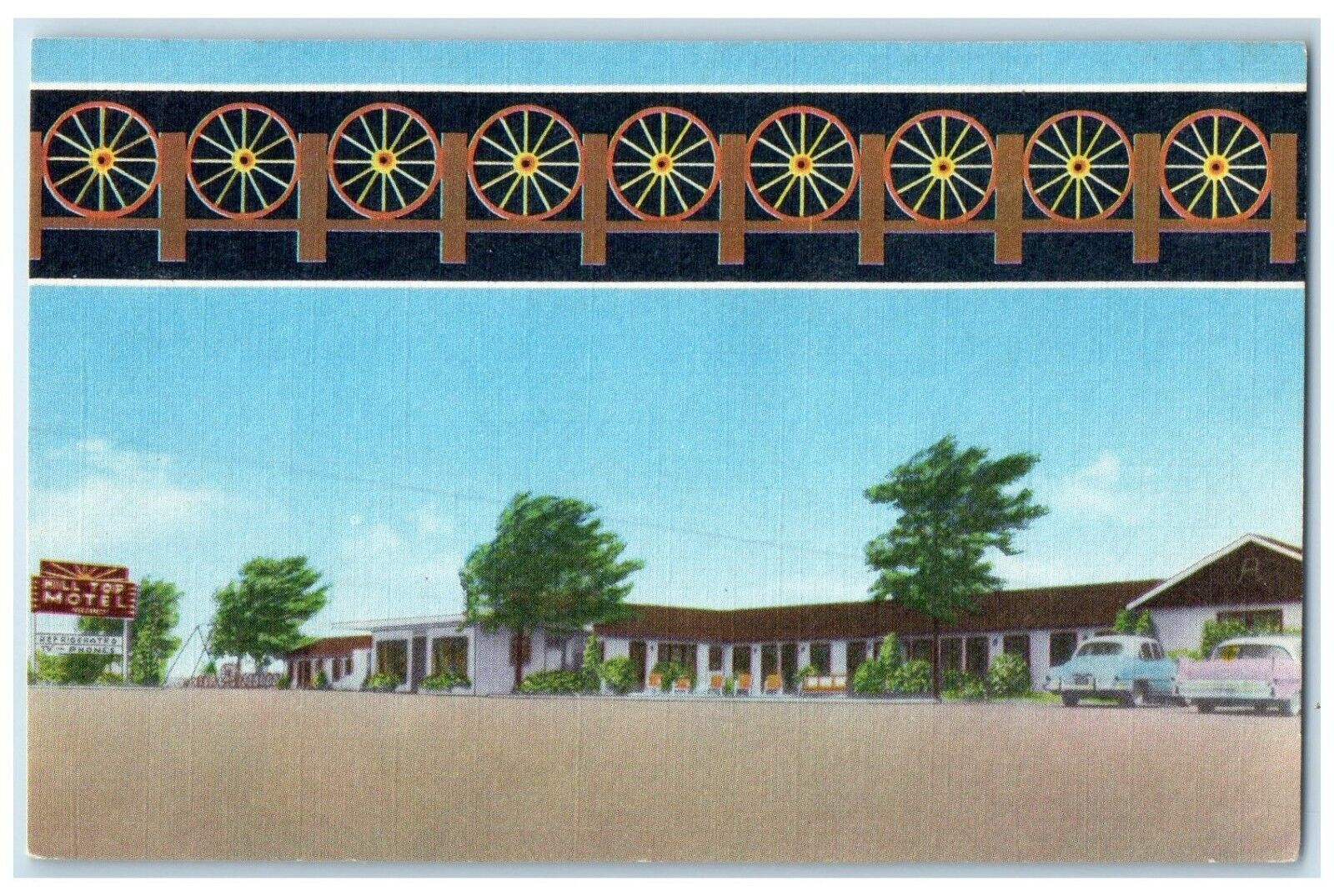 c1950\'s Hill Top Motel Roadside Cars Woodward Oklahoma OK Vintage Postcard