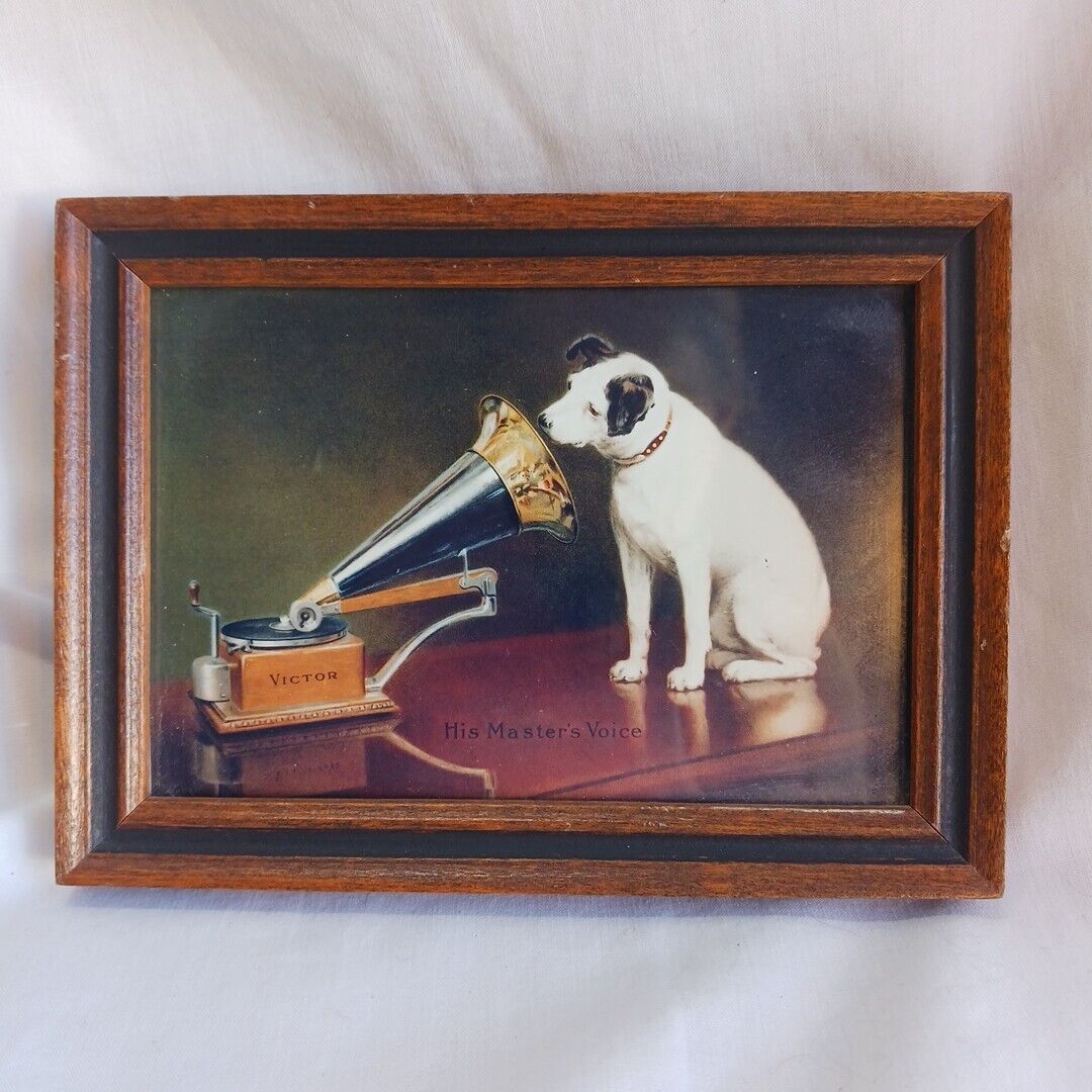 RCA Victor His Master's Voice Nip The Dog In Phonograph Picture 6x4 Framed Print