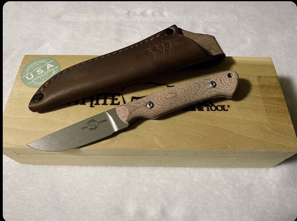 White River Knives Small Game - Natural Linen Micarta handle
