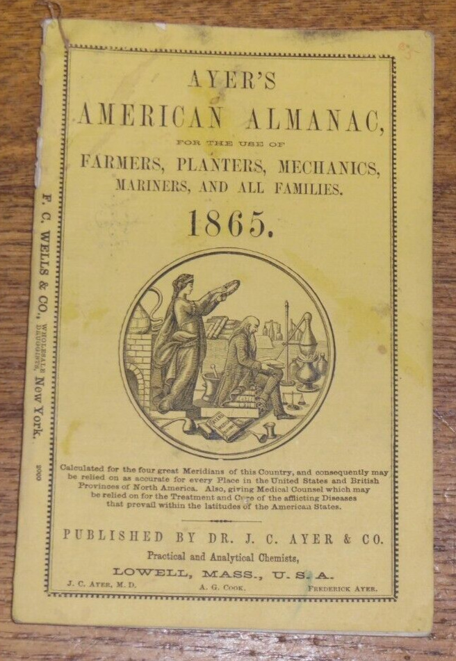 Antique 1865 Ayer\'s Almanac
