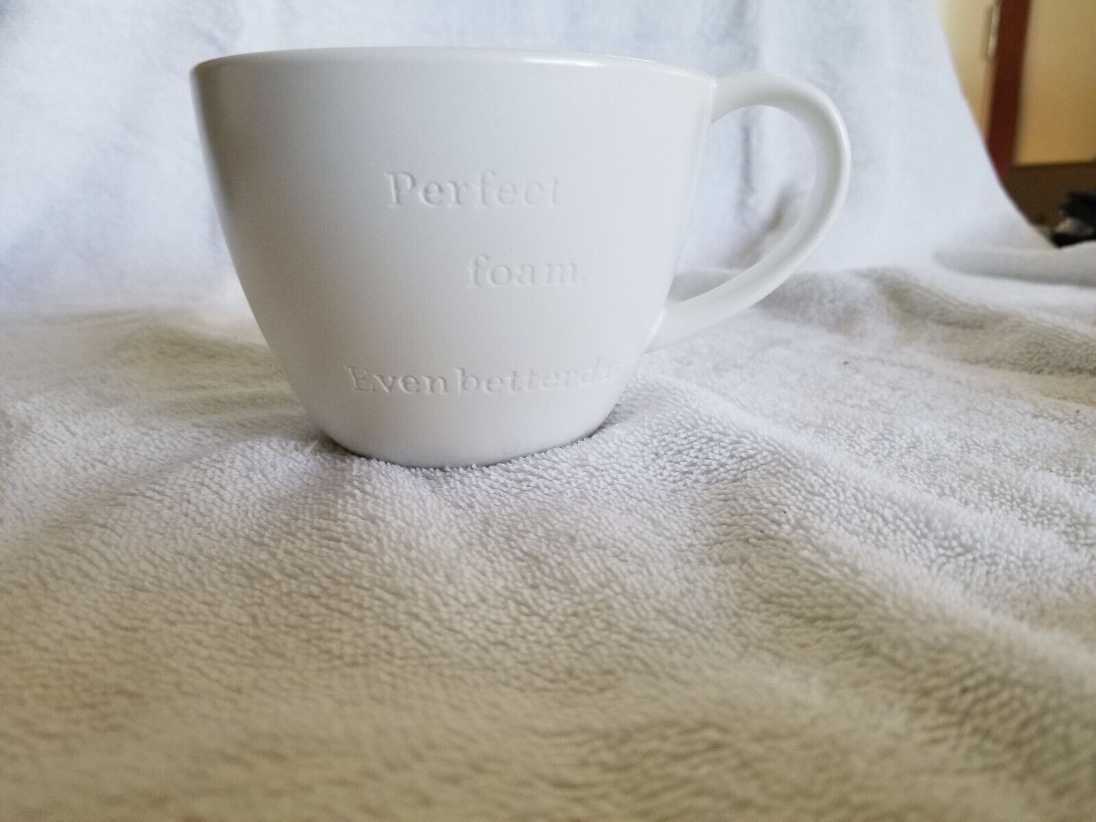 Starbucks Coffee 2013 Perfect Foam Even Better Day Etched Latte Mug Cup 12 Oz.