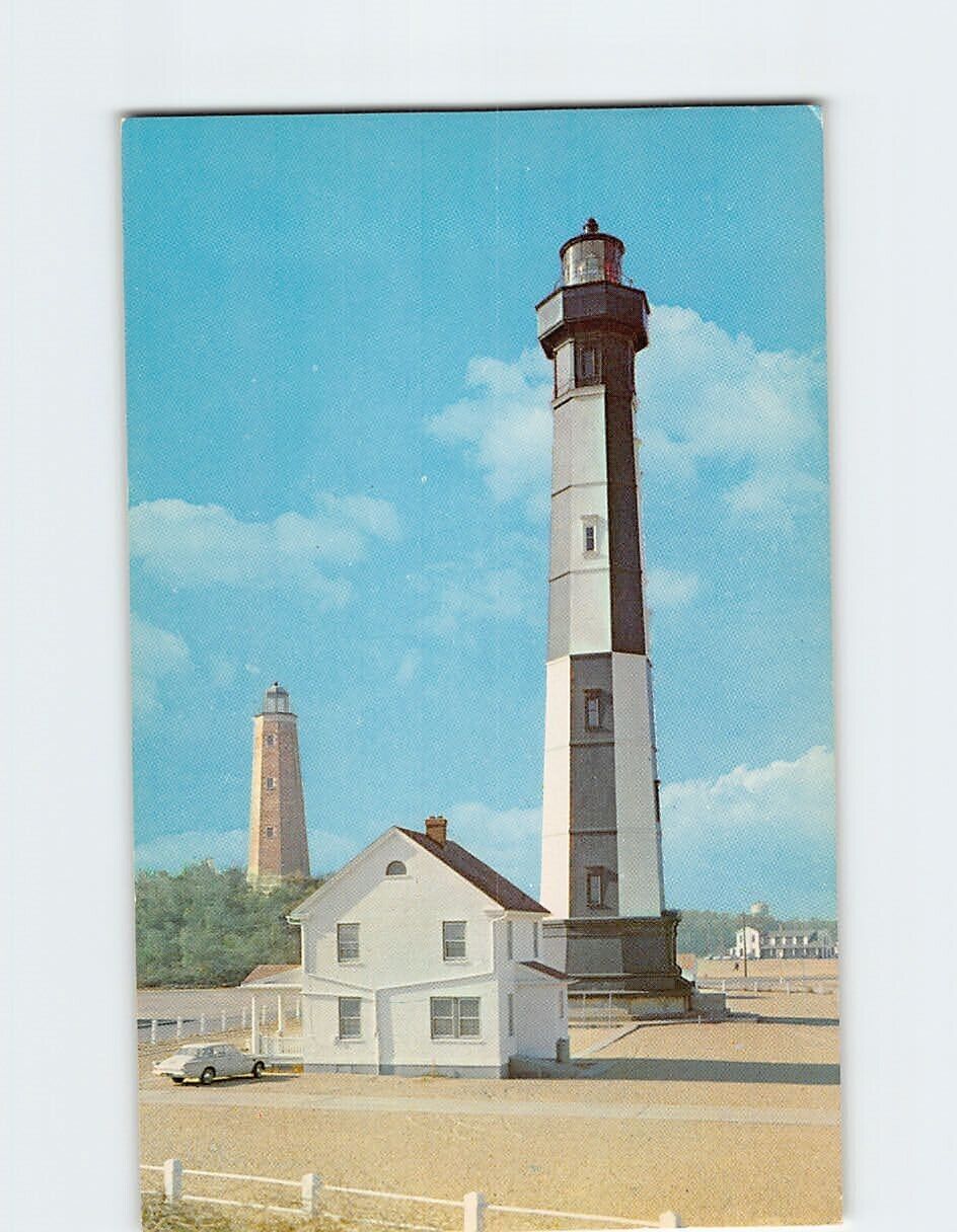 Postcard Cape Henry Lighthouses Old and New Virginia Beach Virginia USA