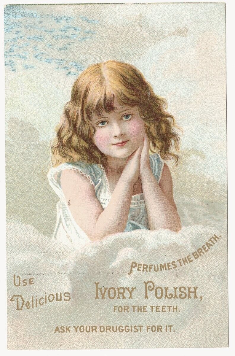 Victorian Trade Card IVORY POLISH for Teeth; Kidds Cough Syrup, Crudoform (back)