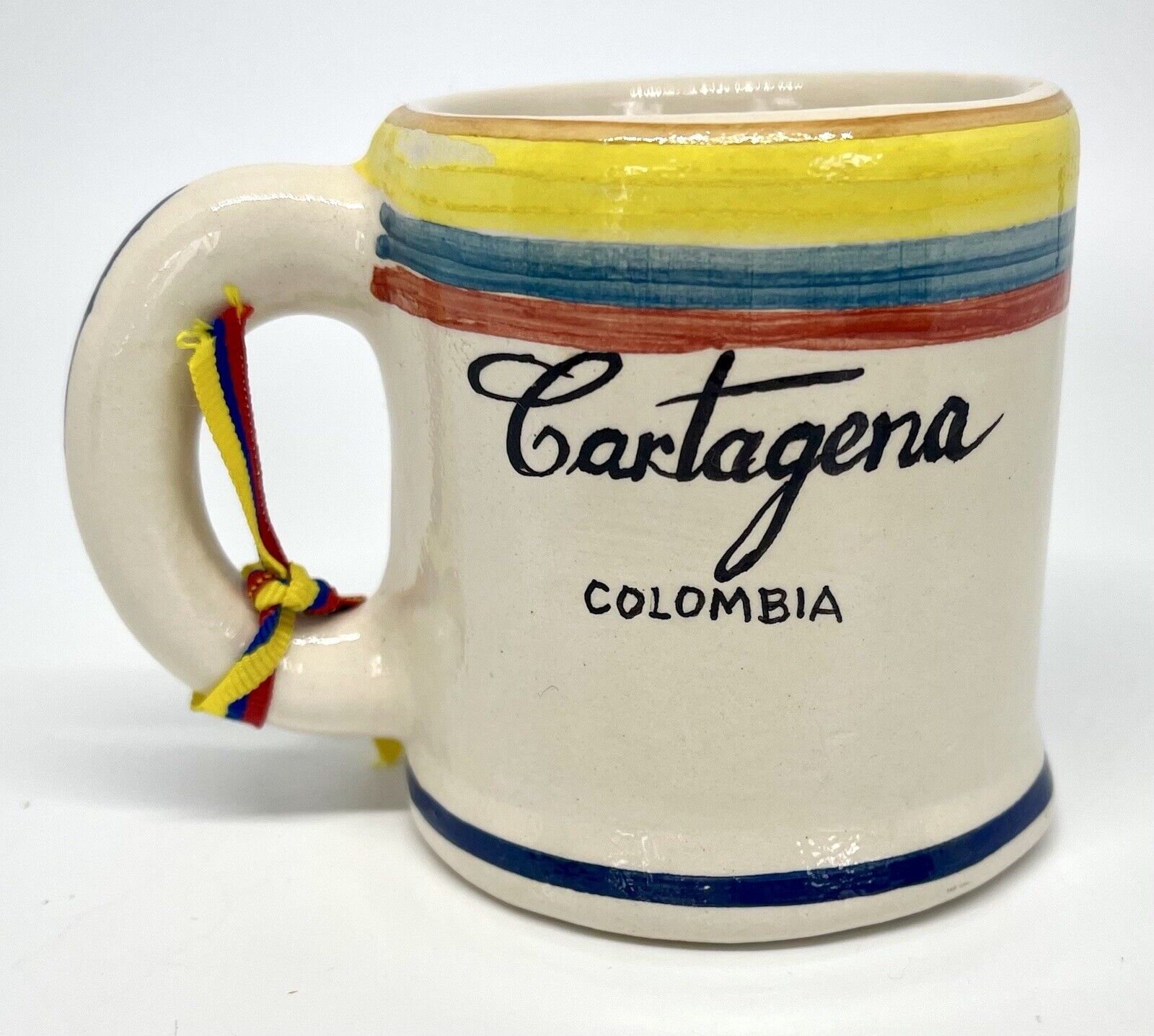 Vintage Pintado A Mano Cartagena COLOMBIA  Mini Souvenir Collectible Mug Cup