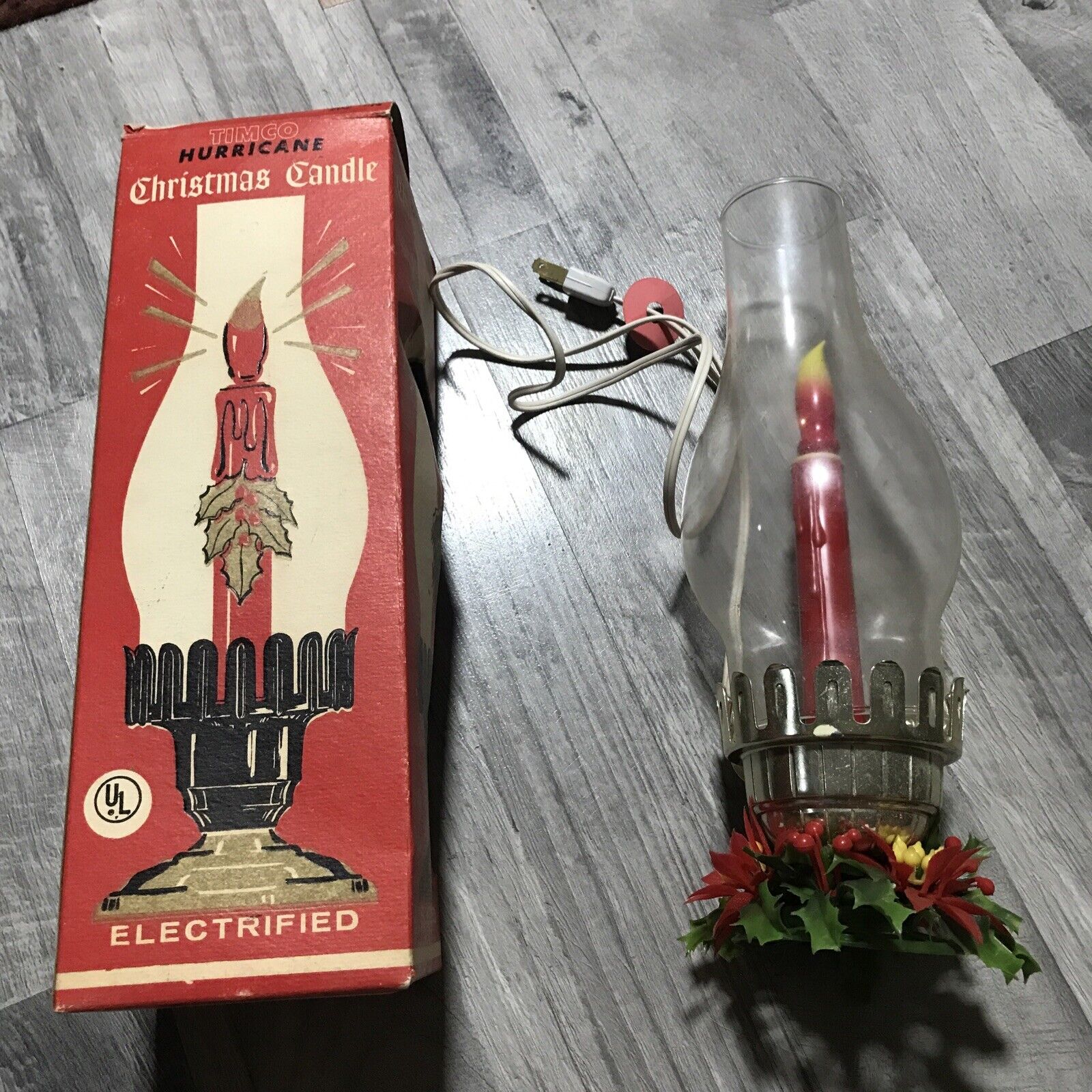 Vtg Timco Electrified Hurricane Christmas Candle Light #707 Flame Bulb Box W17