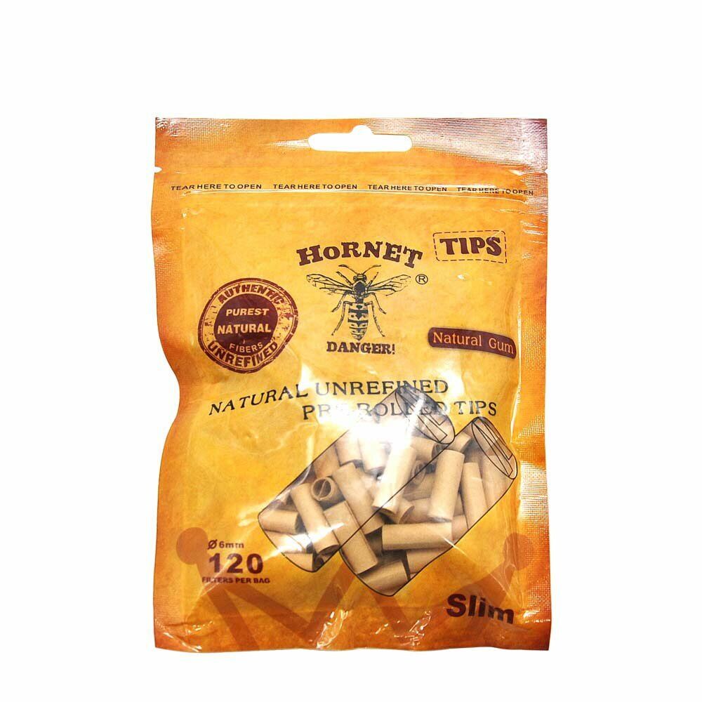 HORNET 6MM Slim Natural Gum Pre-Rolled Filter Tips Cigarette Rolling Paper Tips 