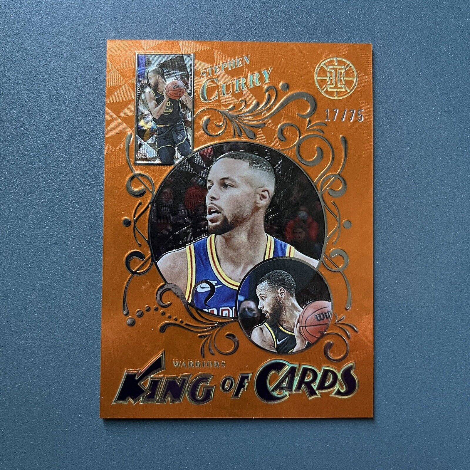 2021-22 Stephen Curry Panini Illusions Kings of Cards Orange /75