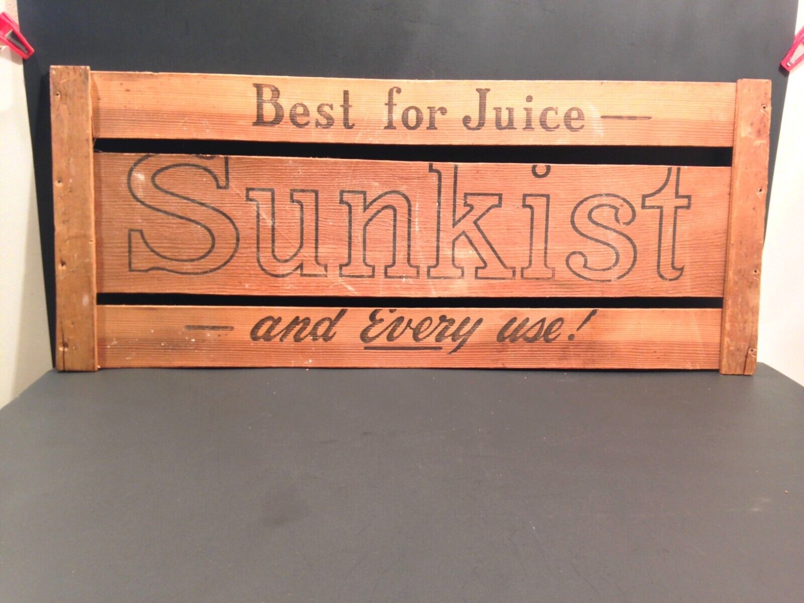 Vintage 1930's Sunkist Oranges Advertising Sign Wood Crate Side Panel NICE 
