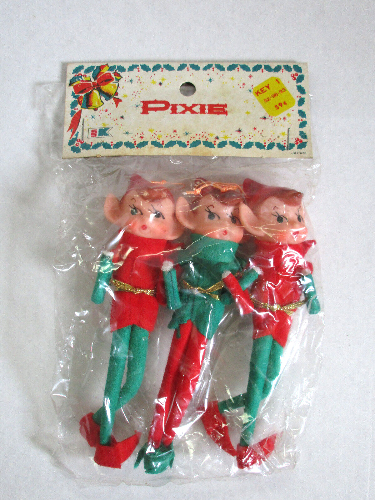 Vintage 1960\'s Posable Pixies Elves Christmas Ornaments NRFP