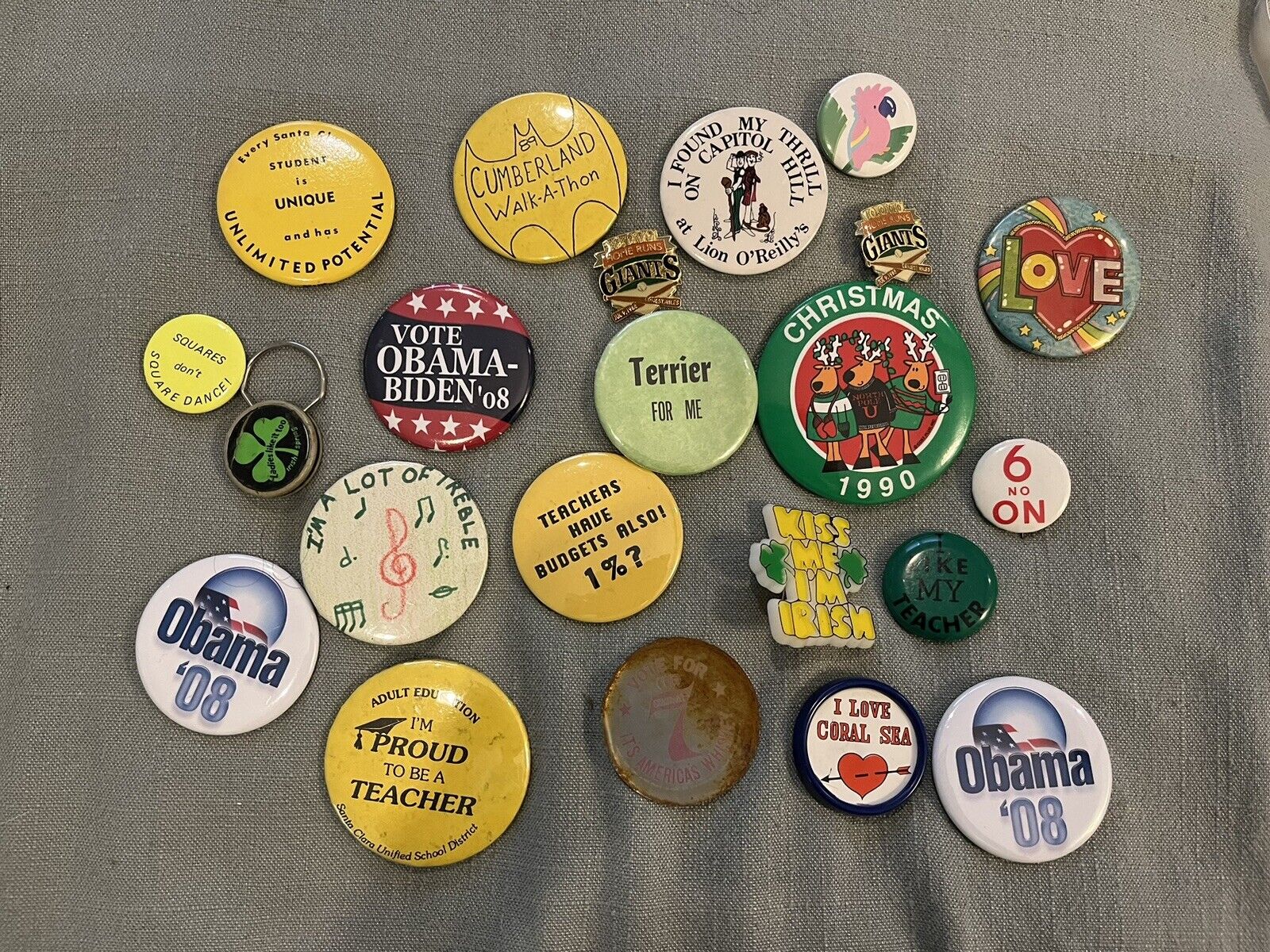 Lot of 22 Vintage Button Badges Pins Pinback