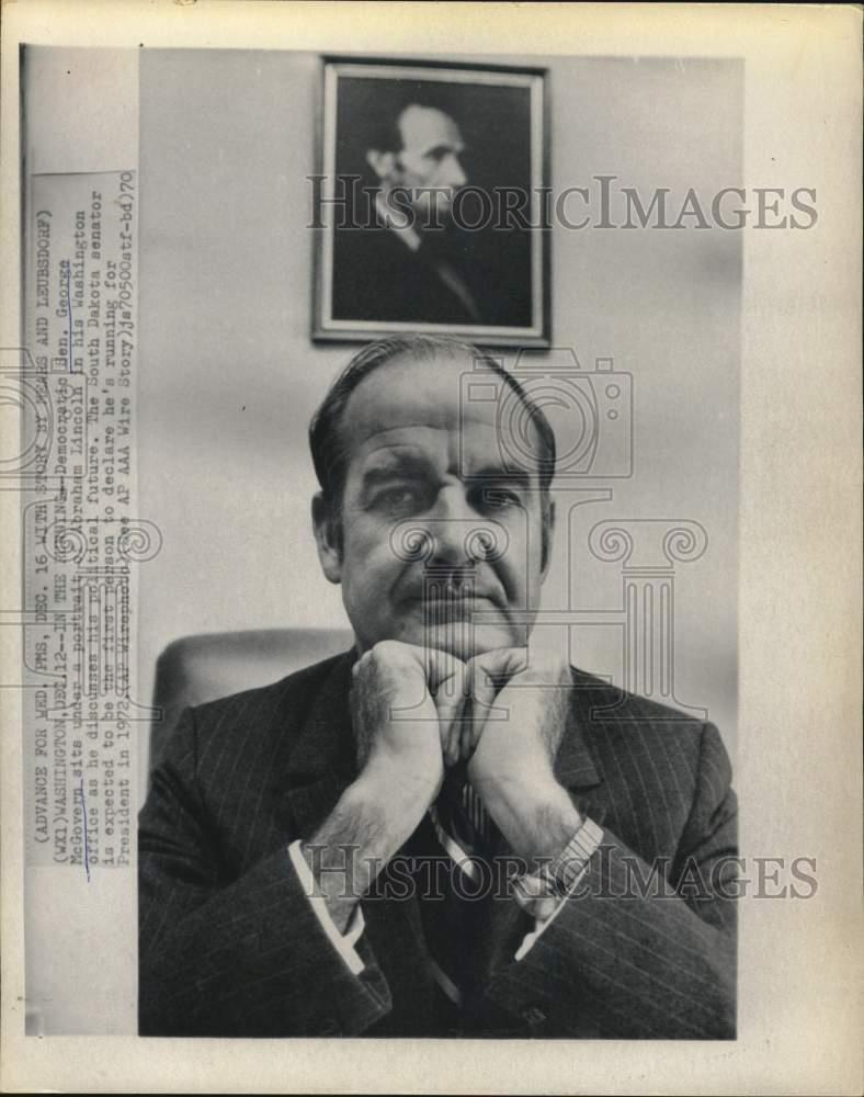 1970 Press Photo Senator George McGovern sits in his Washington office.