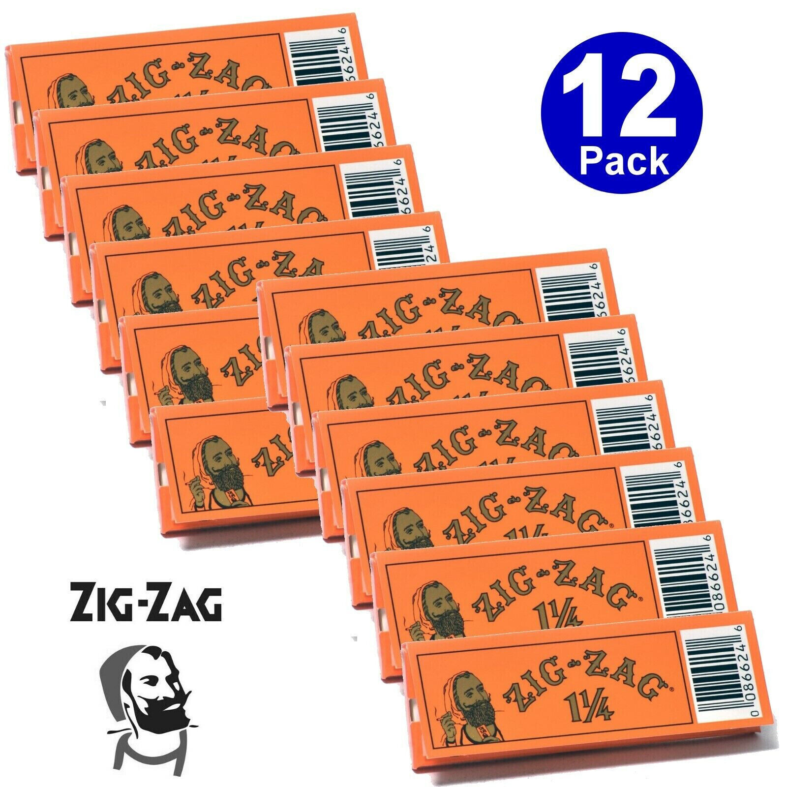 Authentic Zig-Zag  1 1/4 French Orange Rolling Papers 12 Booklets 32 Paper each