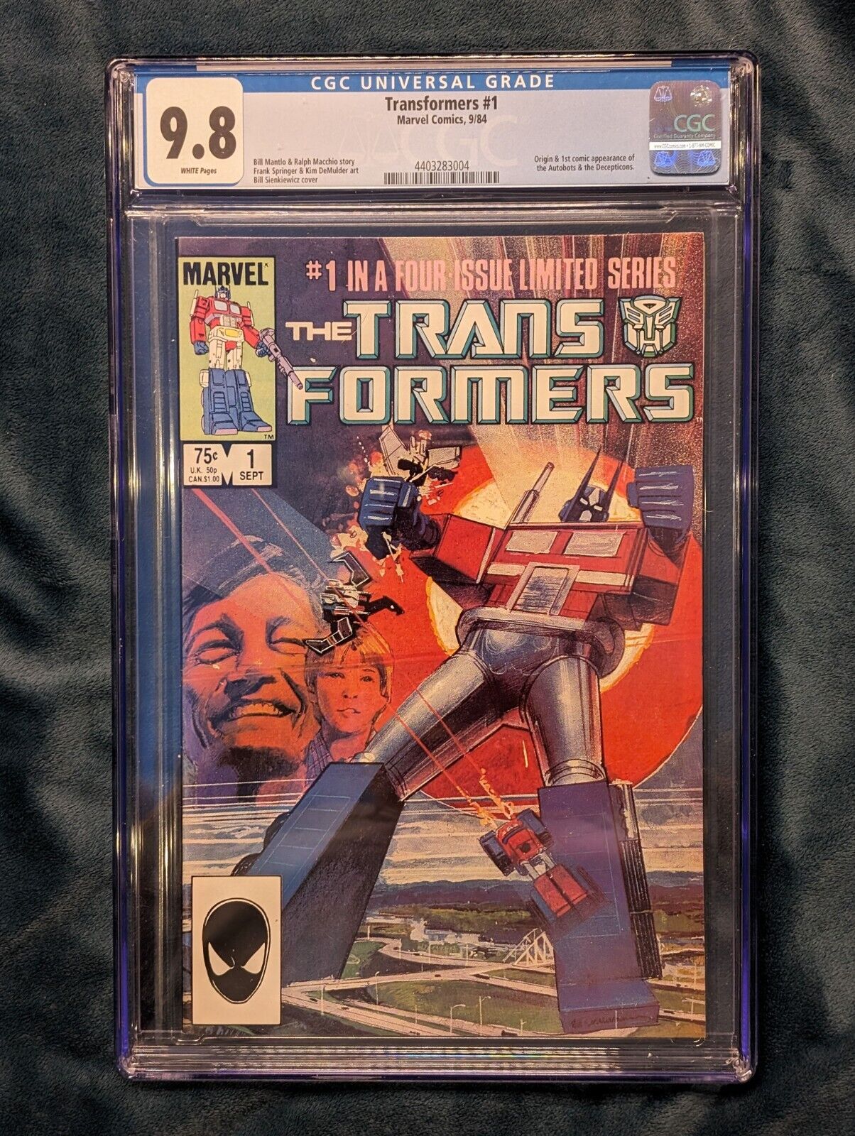 Vintage Marvel Comics Transformers #1 1984 1st Printing High Grade CGC 9.8 WHITE