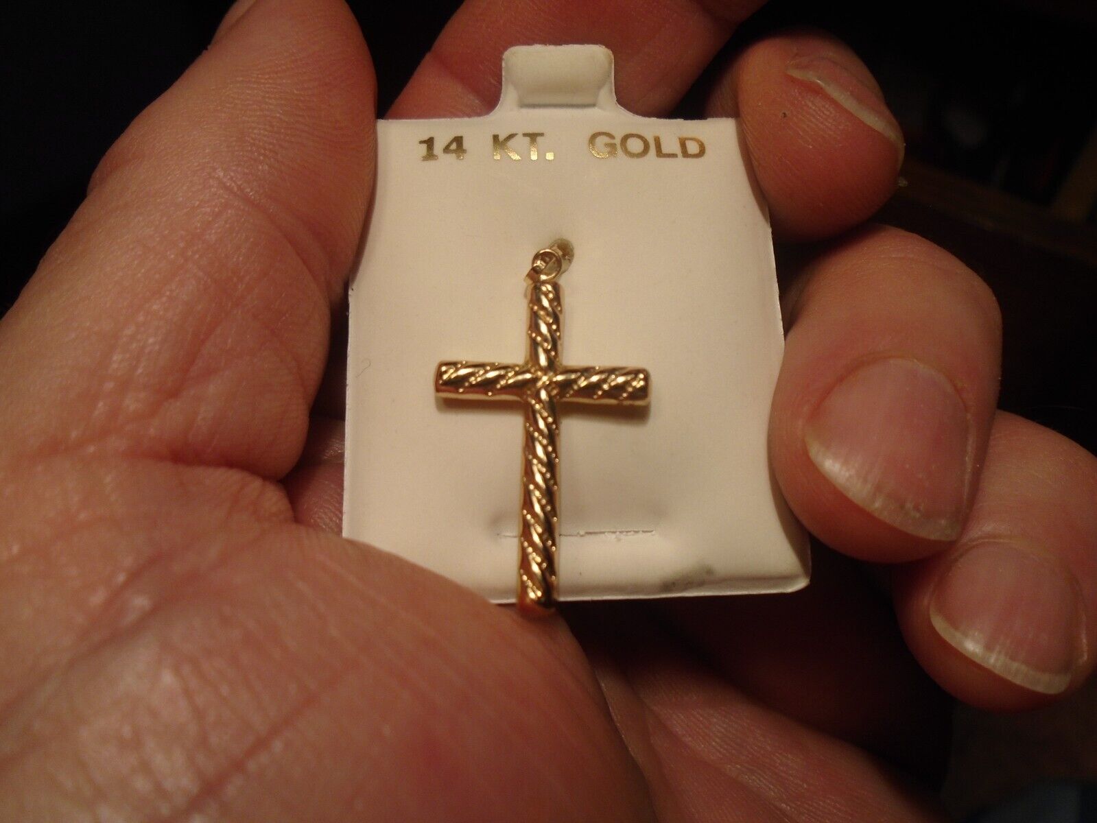 14k Gold Cross Twisted Rope .55 grams JCM Pendant Charm