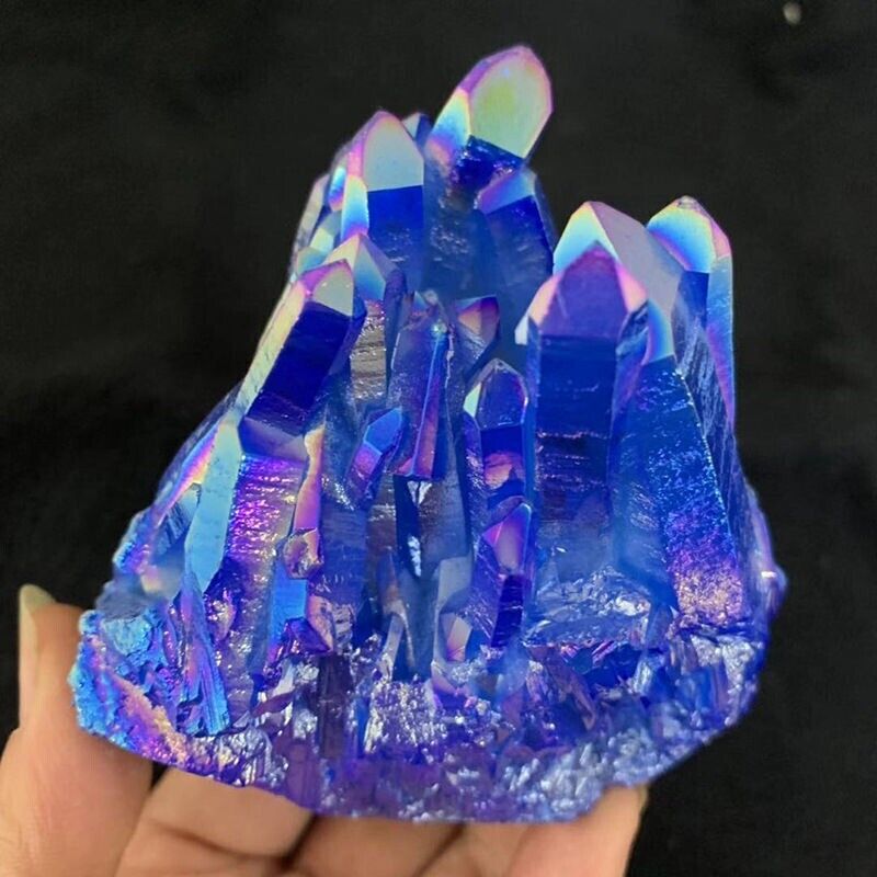 150g A+++ Natural Aura Blue Titanium VUG Quartz Crystal Cluster Specimens Stone