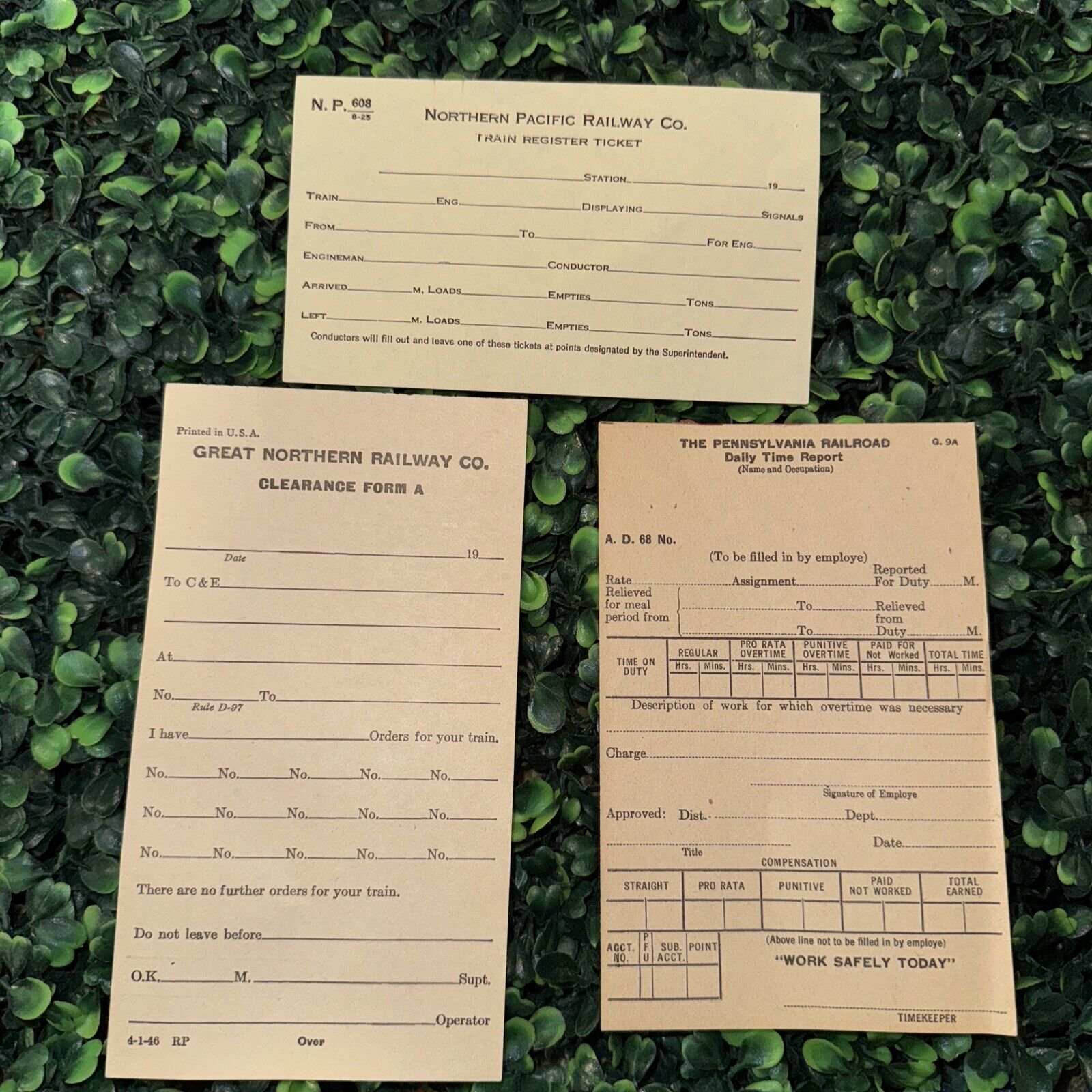 *RARE* Lot of 3 Northern Pacific Railway VINTAGE  Unused Forms