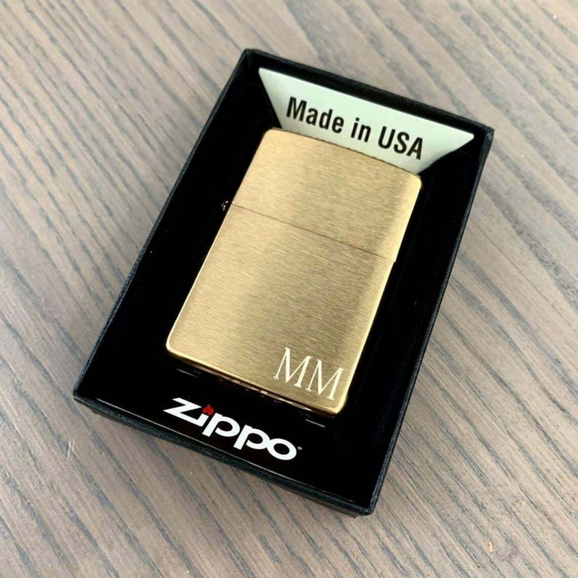 Personalized ZIPPO Lighter GOLD Brass Classic Gift For Him Custom Engraved Name