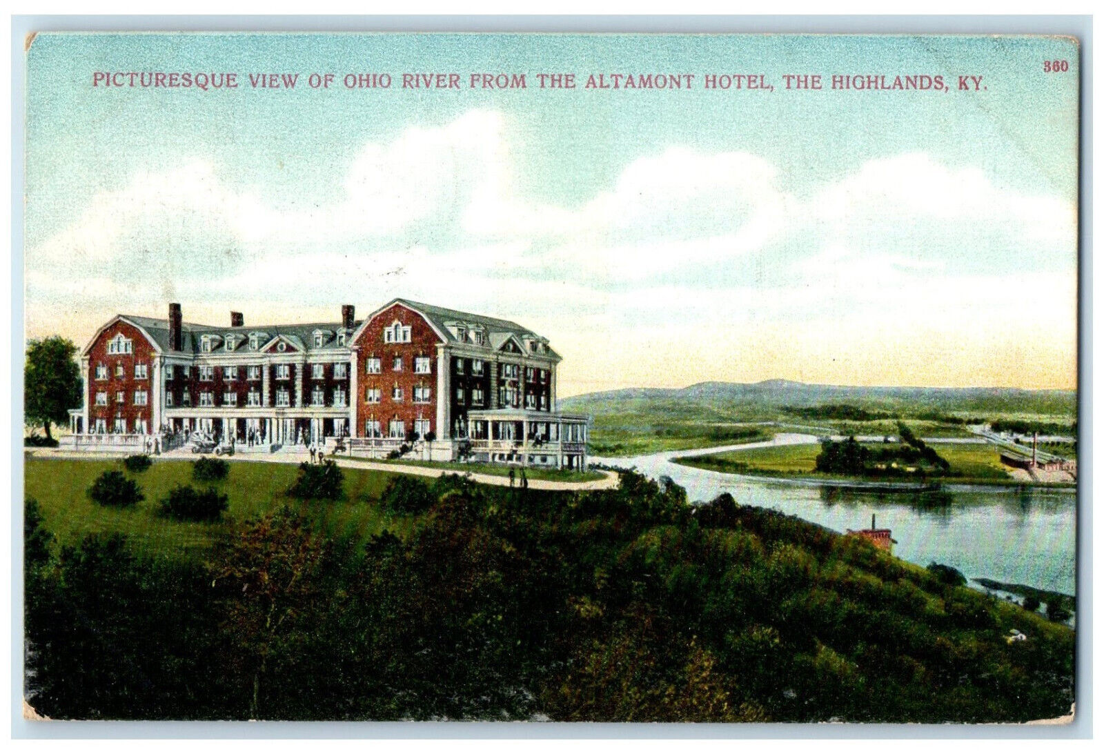 1906 Picturesque View of Ohio River From Altamont Hotel Highlands KY Postcard