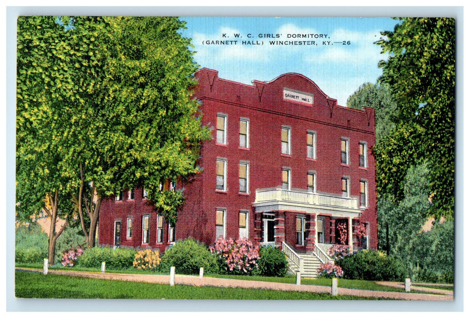 c1940s K.W.C. Girls Dormitory (Garnet Hall) Winchester Kentucky KY Postcard