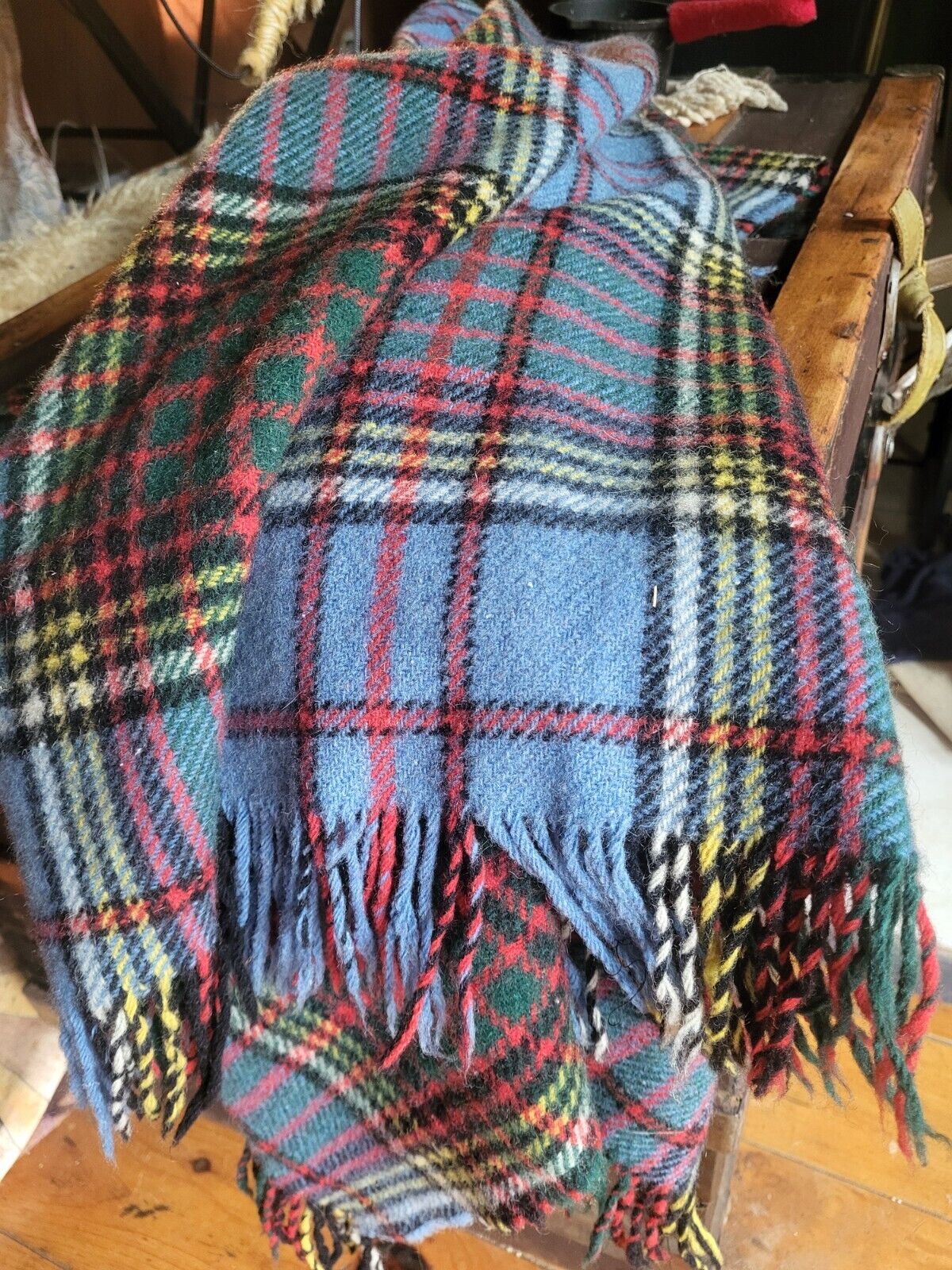 Vintage Royal Scot Plaid All Wool Throw Blanket 64\