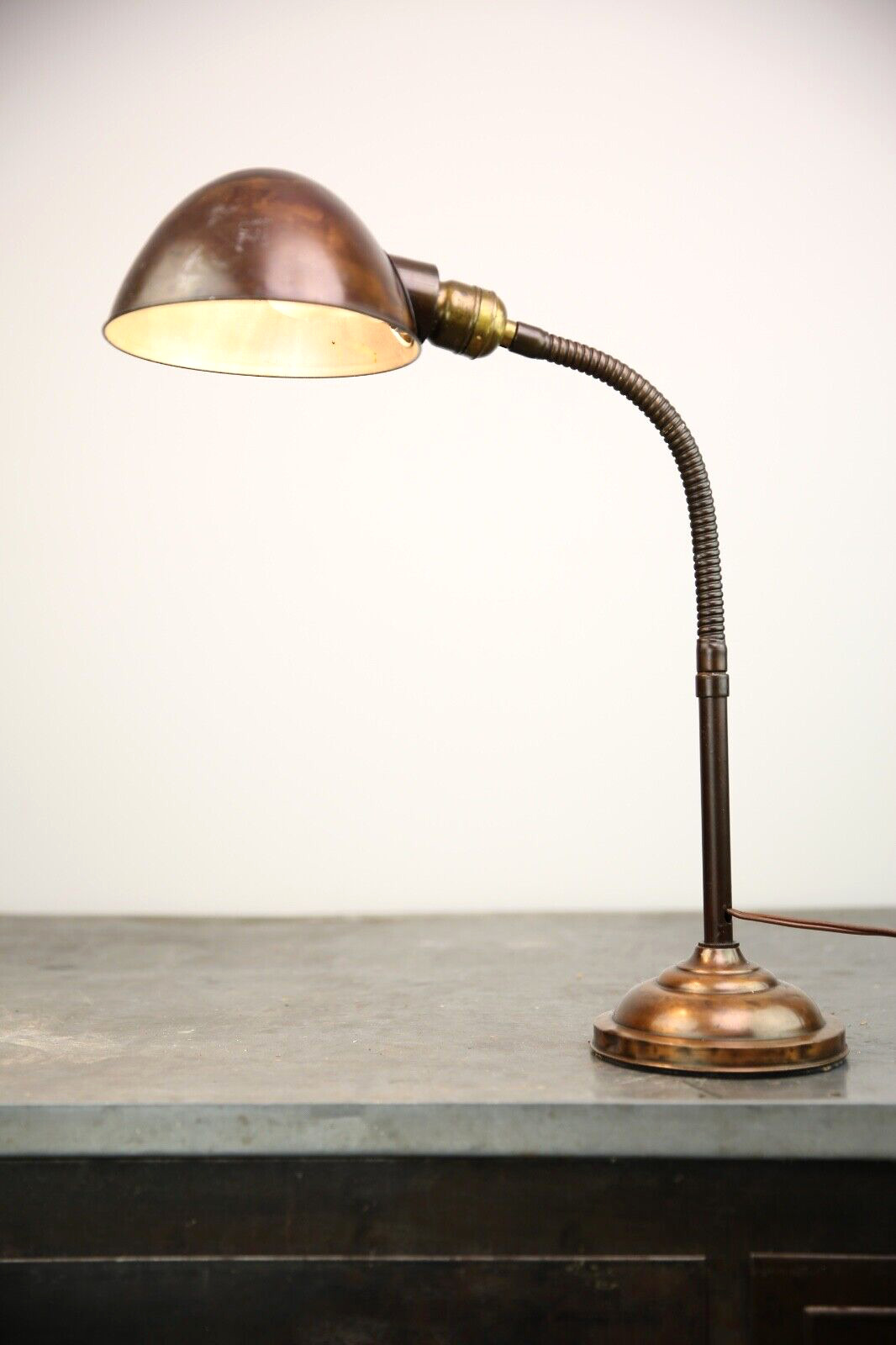 Vintage Antique Industrial Faries Brass Desk Lamp Light Bankers lamp tabletop