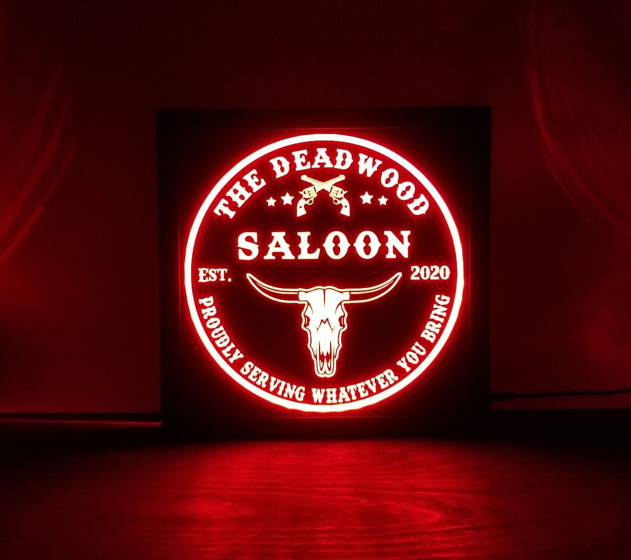 Custom Saloon Beer. LED Sign Personalized, Home bar Longhorn Sign, Western