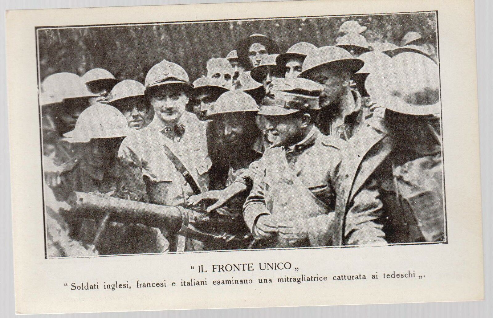 Mint Italy Army postcard WW 1 French British Italians Soldiers with Machinegun