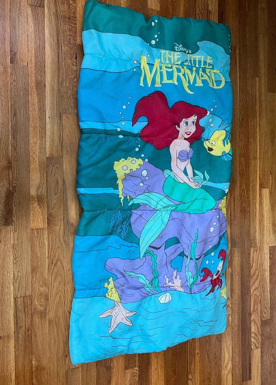 Disney The Little Mermaid Sleeping Bag 27x53 Vintage 1990s Ariel Flounder