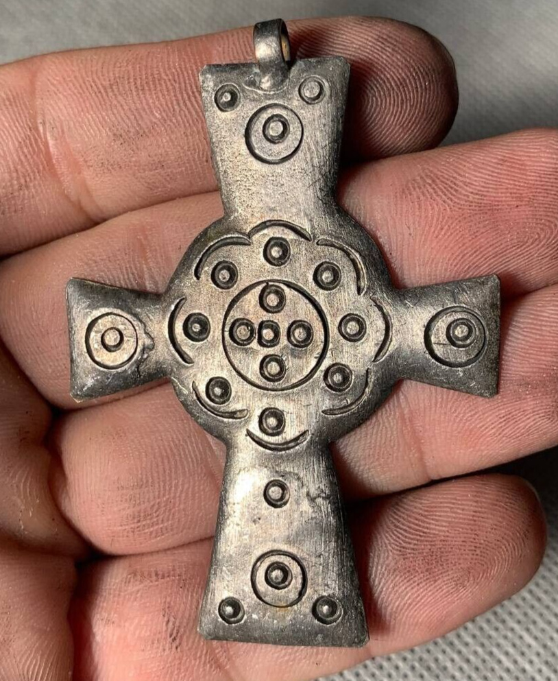Ancient Silver pendant Cross Vikings amulet Rare Find artifact Viking