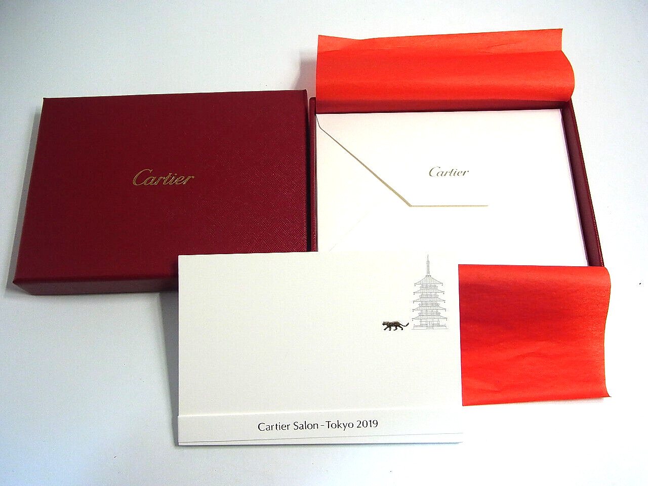 Cartier Panthere Tokyo Limited Stationery Card Letter Note & Envelope 10 Set Box