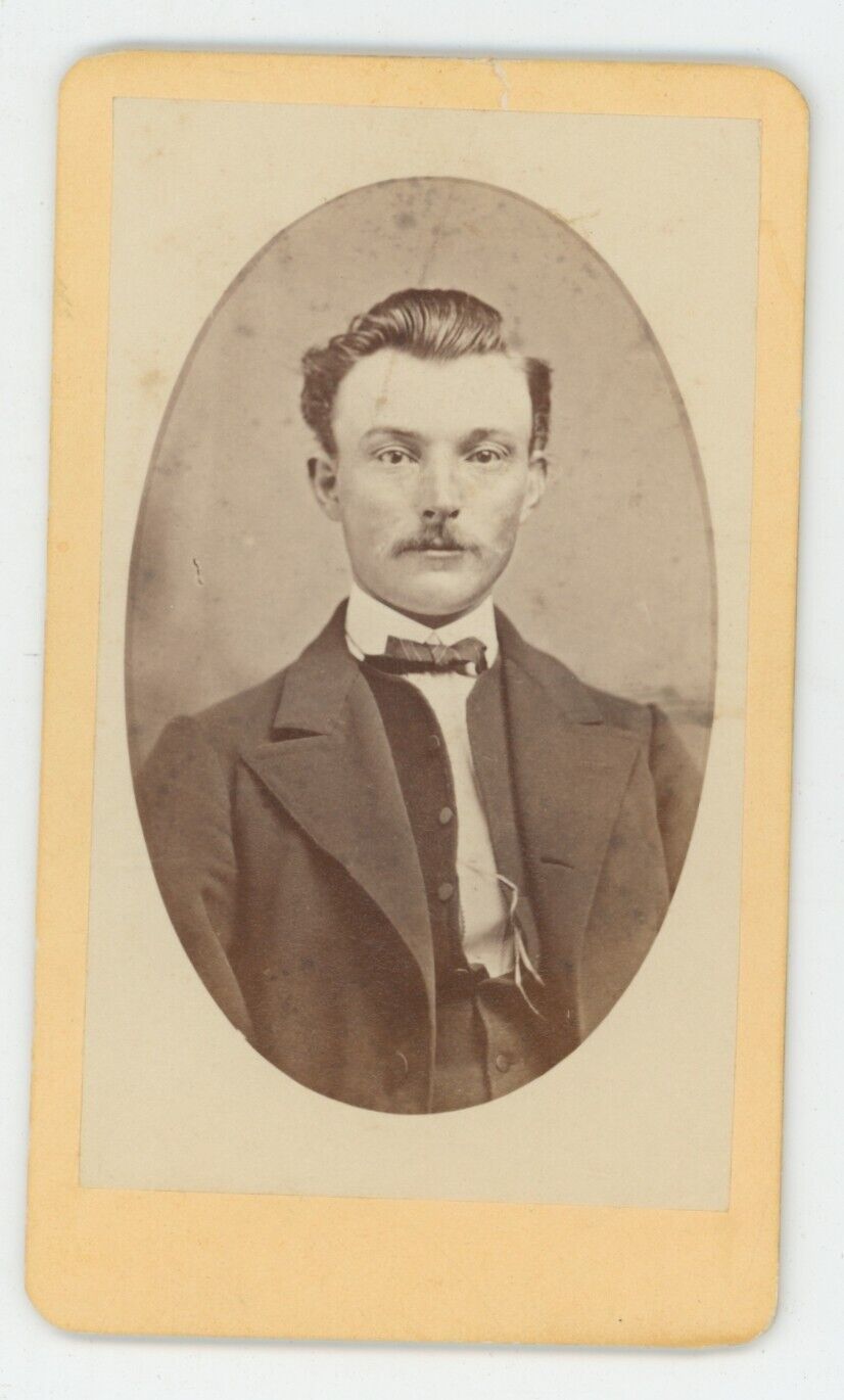 Antique CDV Circa 1870s Handsome Man With Mustache Marston, San Francisco, CA