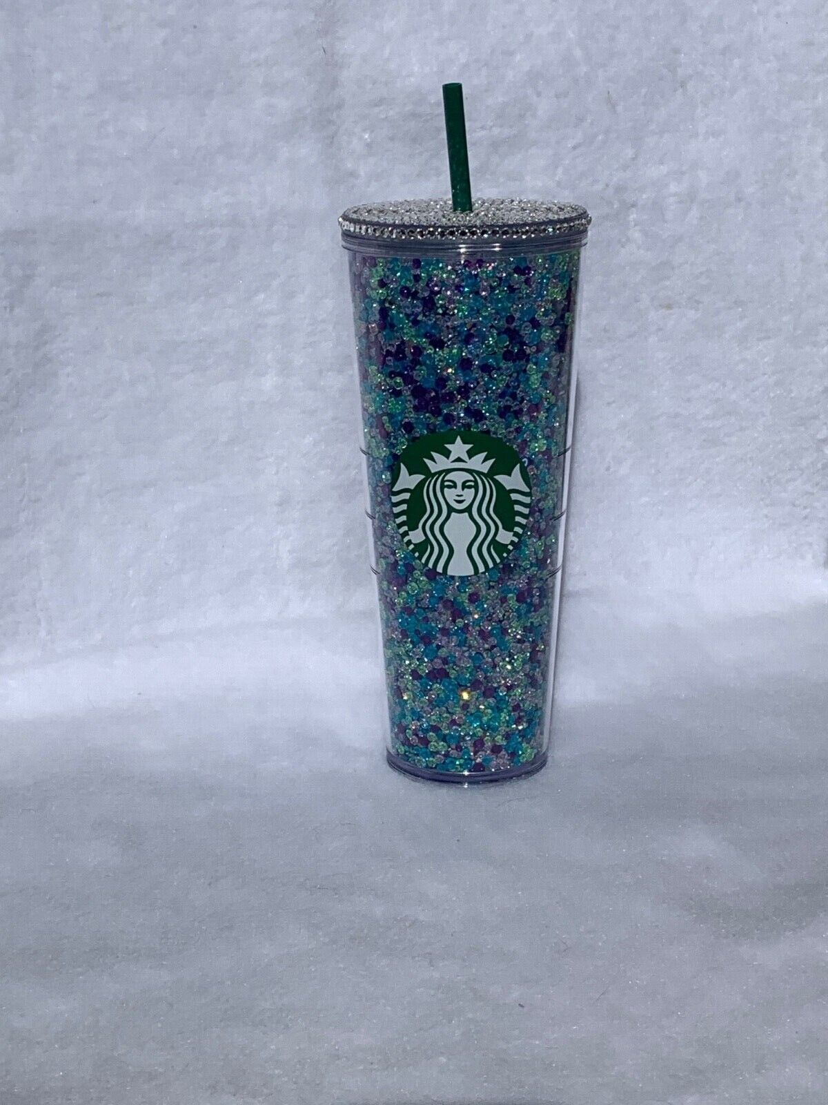 New turquoise multicolor rhinestone filled venti starbucks tumbler/Gifts for Her
