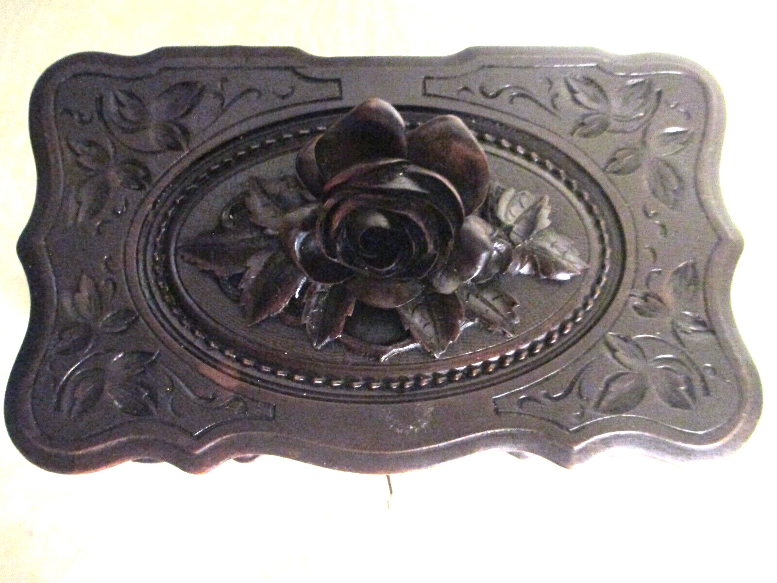 19th Century Black Forest Carved Wooden Jewelry Box