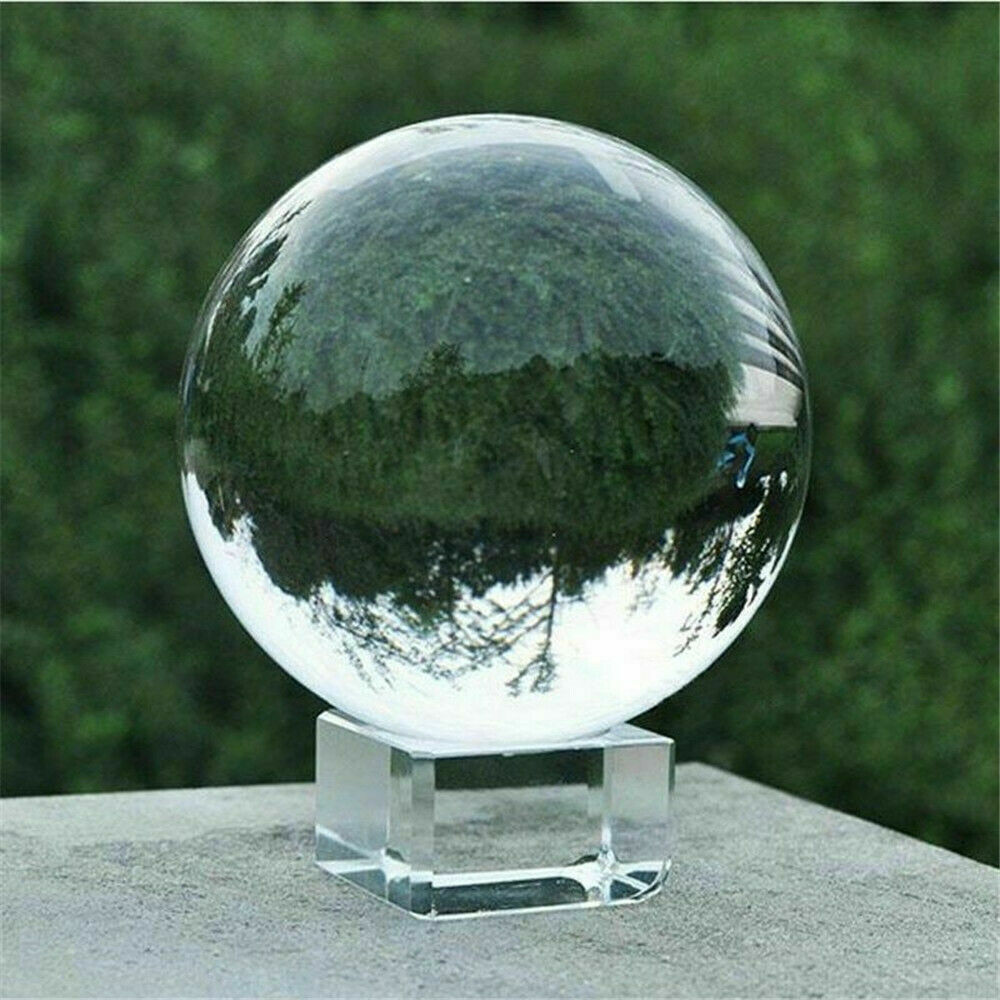 60/80mm K9 Clear Photography Crystal Ball Sphere Decoration Lens Photo + Stand