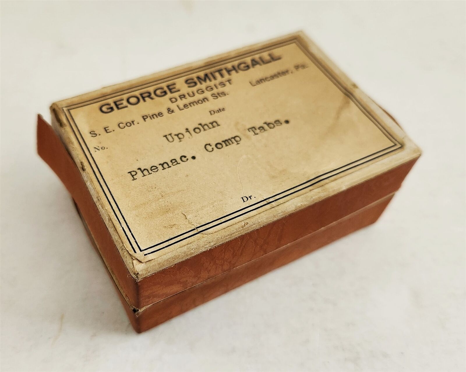 vintage GEORGE SMITHALL DRUGGIST lancaster pa MEDICINE BOX empty