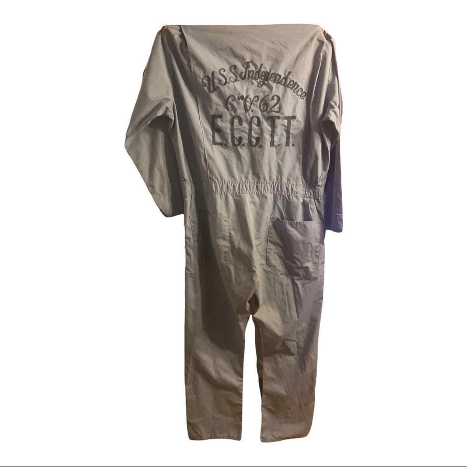 Vintage antique 60s flight mechanic coverall suit size L from USS Independence 