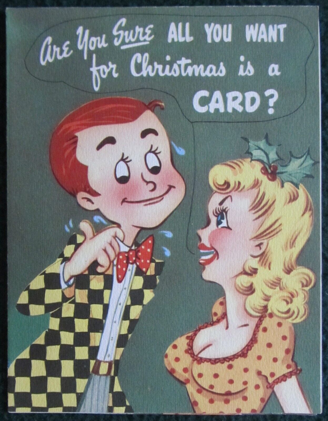 NEW~VINTAGE UNUSED~1948 NOVO LAUGH~HUMOROUS MERRY CHRISTMAS GREETING CARD ONLY B