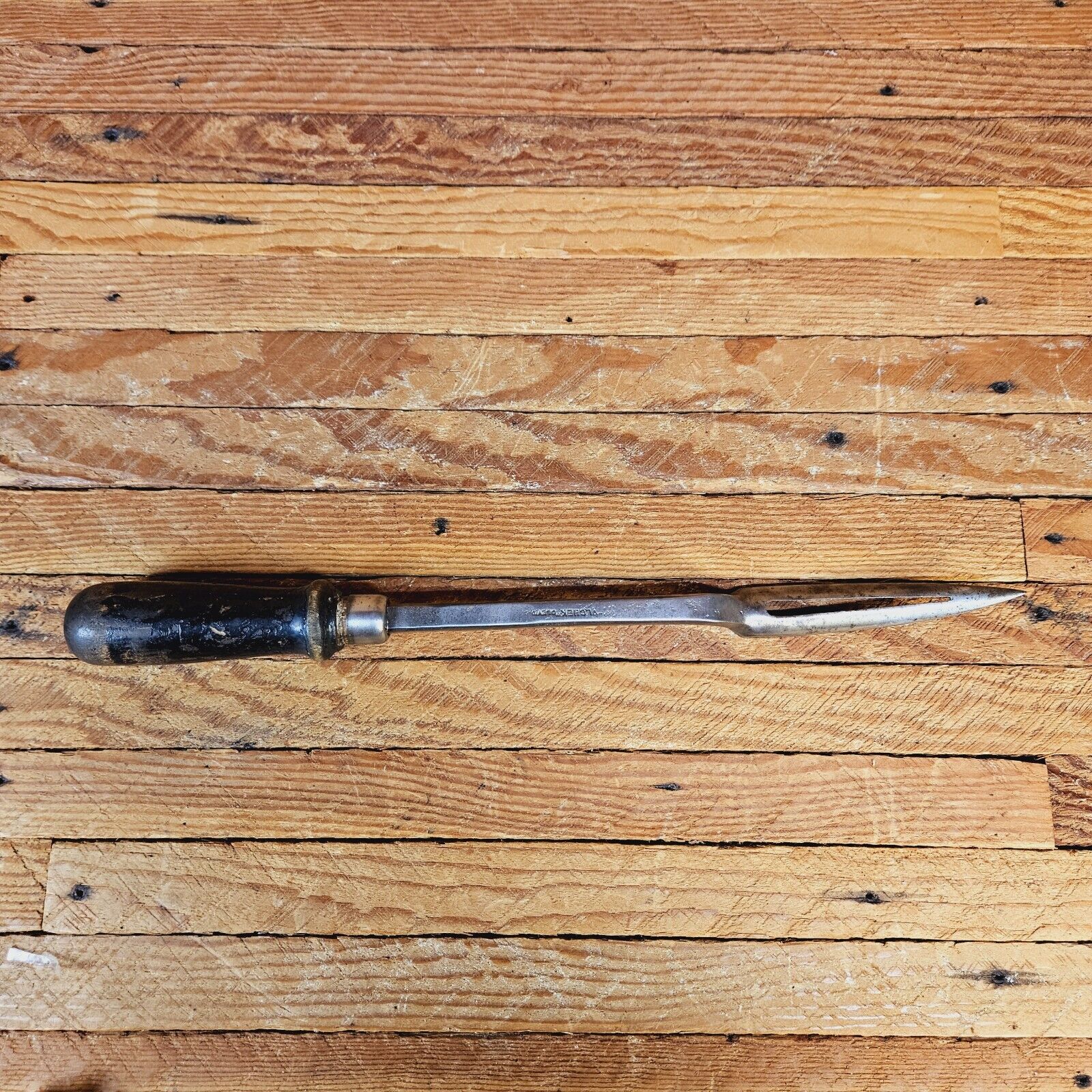 Antique Vlchek Tool Co Babbitt Bearing Scraper w Wooden Handle Cleveland OH USA