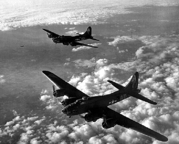 USAF Boeing B-17 Flying Fortress Bomber Formation in flight WWII 8x10 Photo 468a