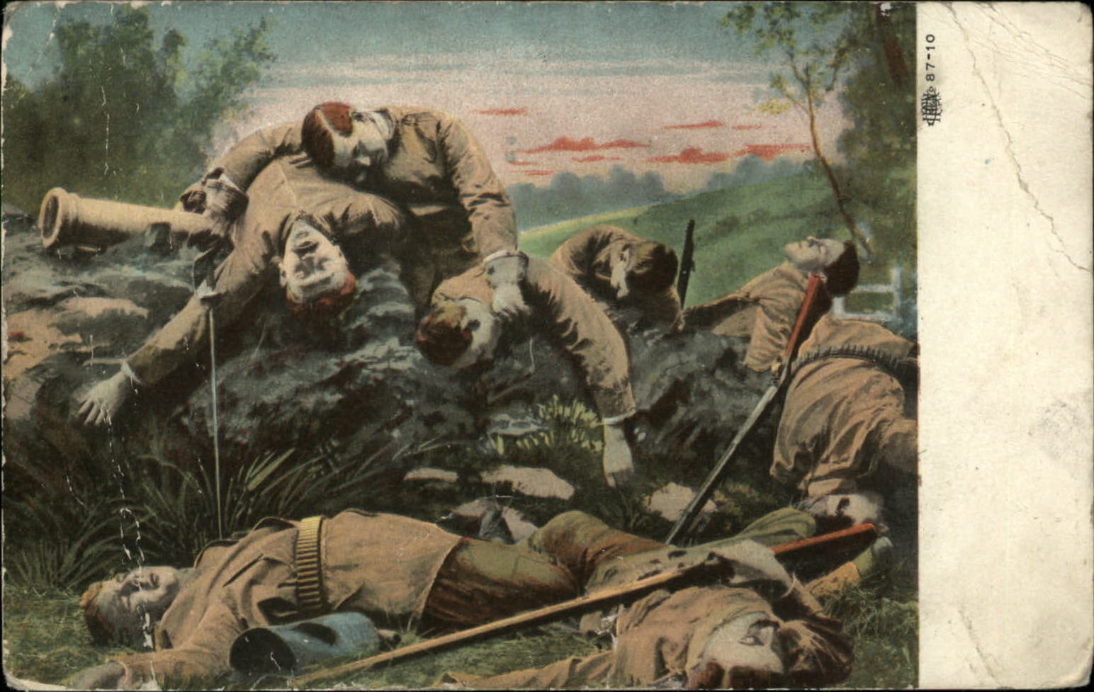 Mexican Border War era dead US Army soldiers c1910 vintage postcard