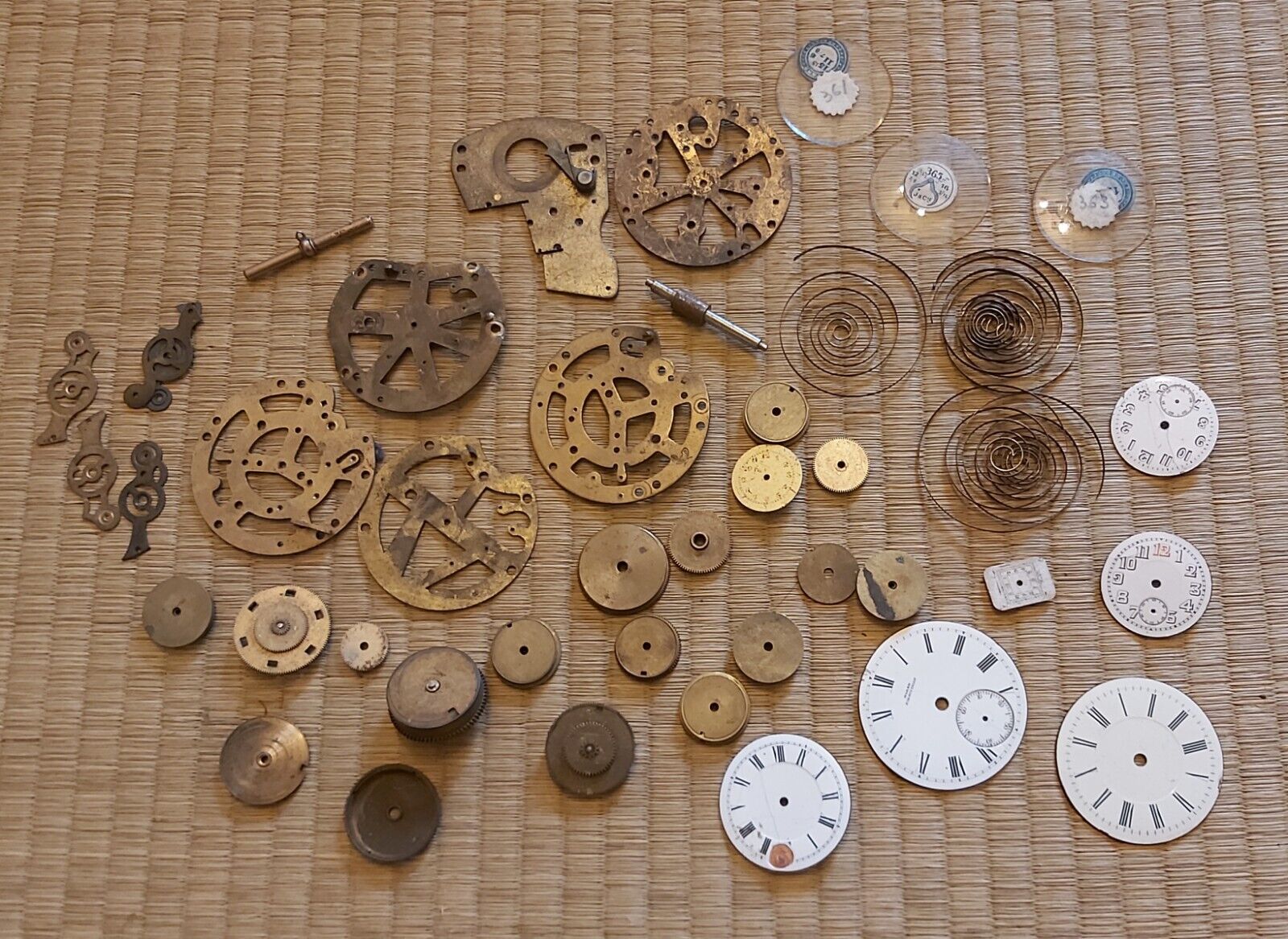 Antique / Vintage Job Lot Of Miscellaneous Clock & Watch Parts, Cabinet Find